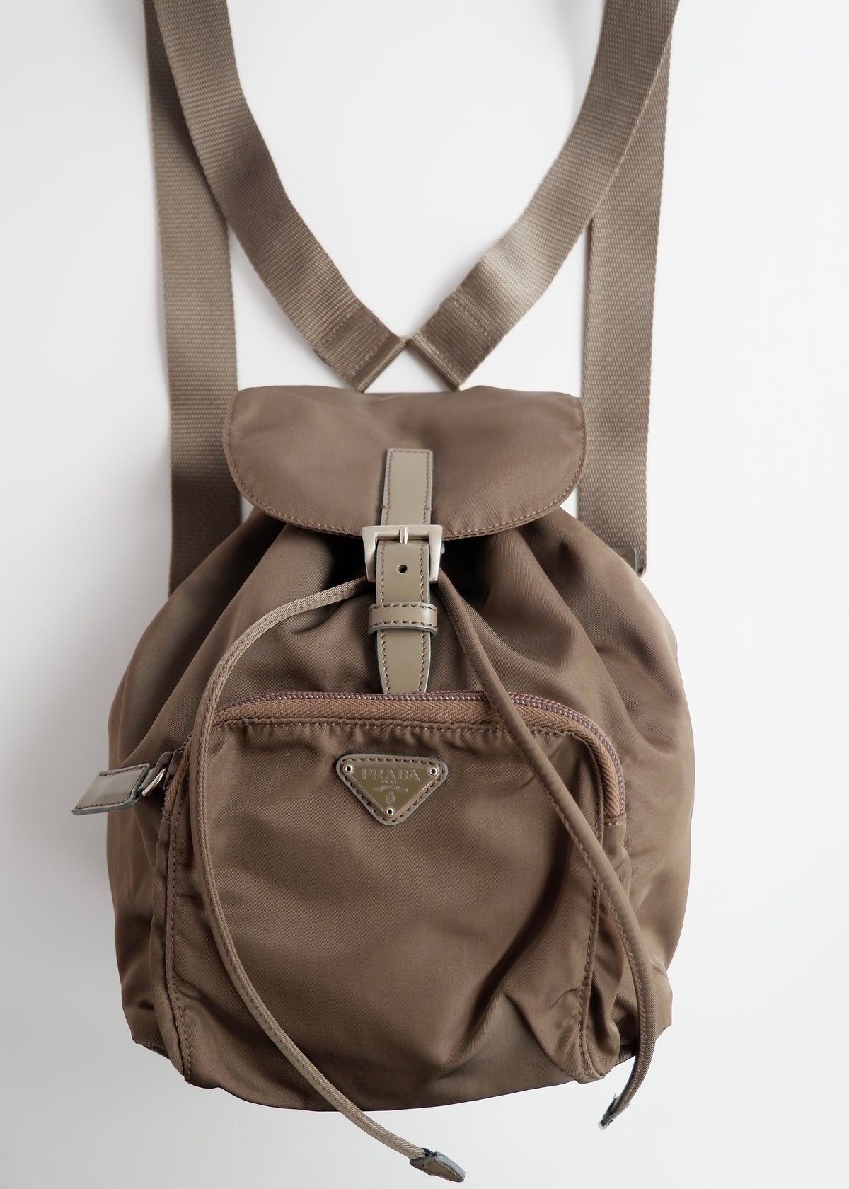 Preowned Prada Khaki Nylon Small Backpack