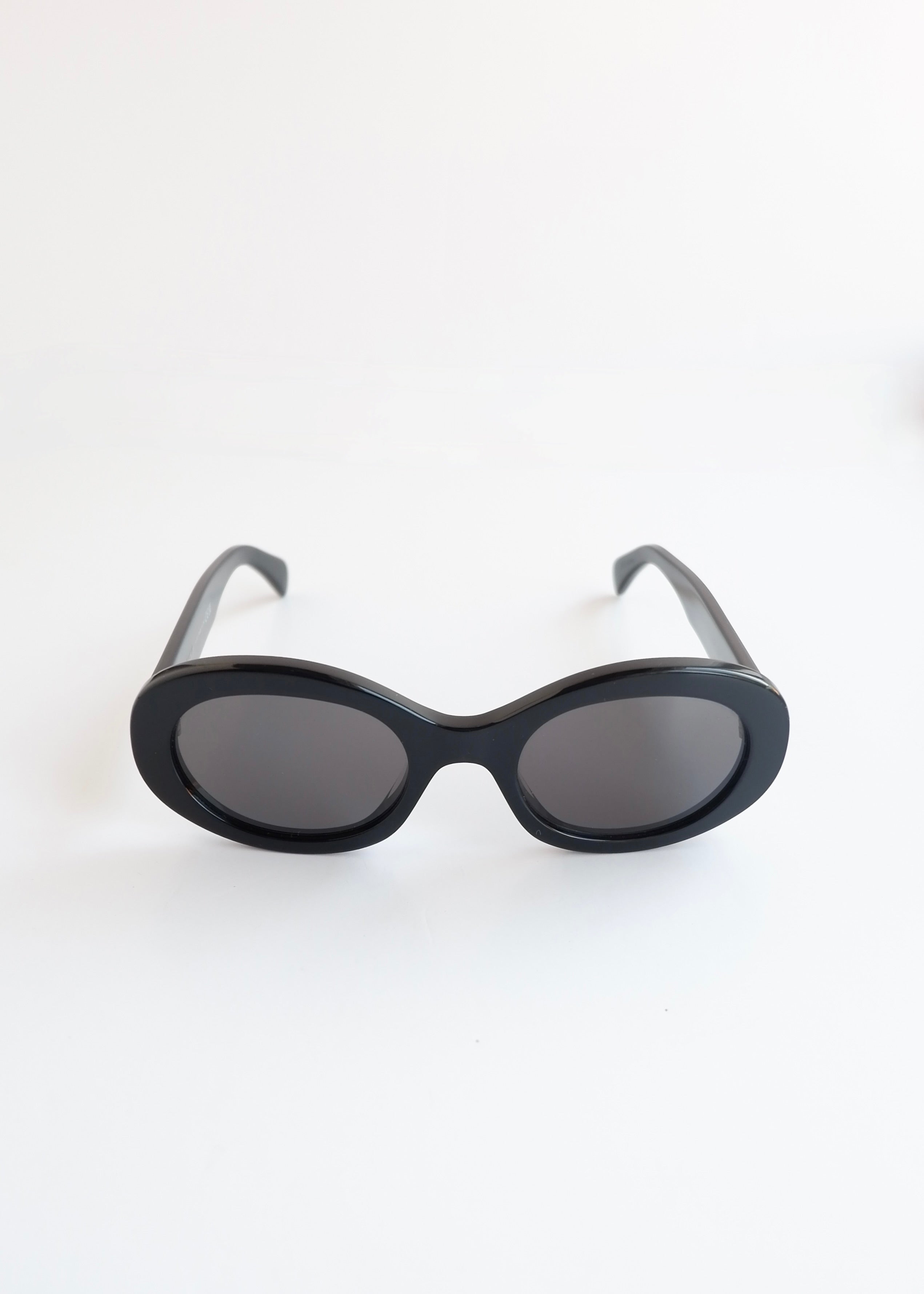 Preowned Celine Black Round Frame Triomphe Sunglasses