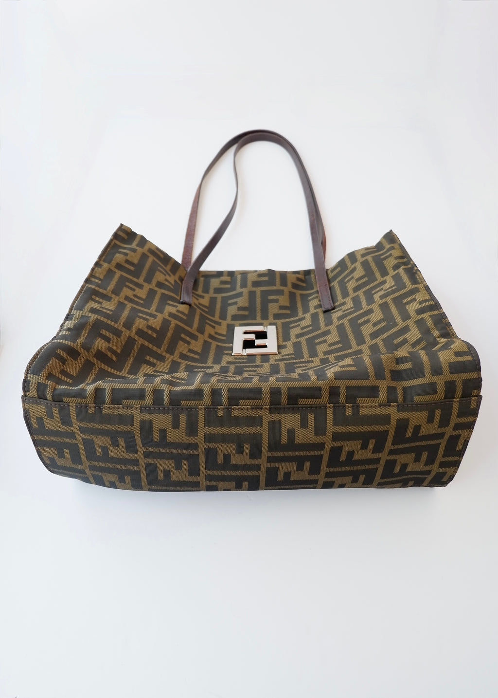 Preowned Vintage Fendi Brown Zucca Canvas Shoulder Tote
