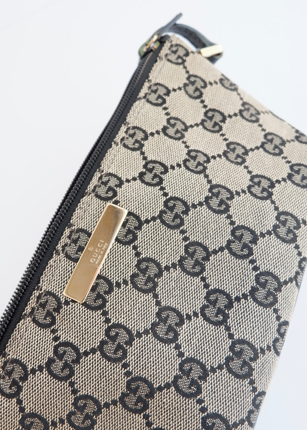 Authentic Preowned Gucci Black GG Canvas Boat Pochette Shoulder Bag