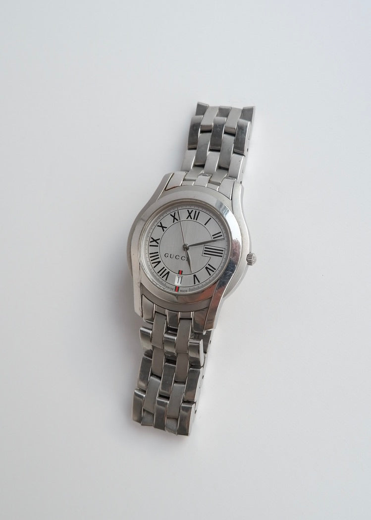 Authentic Preowned Gucci Silver/ White Face Watch