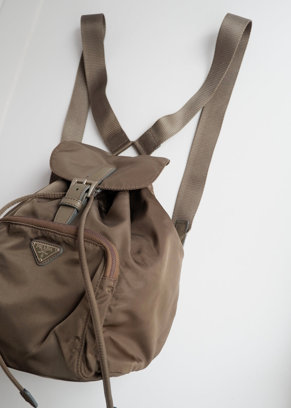 Preowned Prada Khaki Nylon Small Backpack