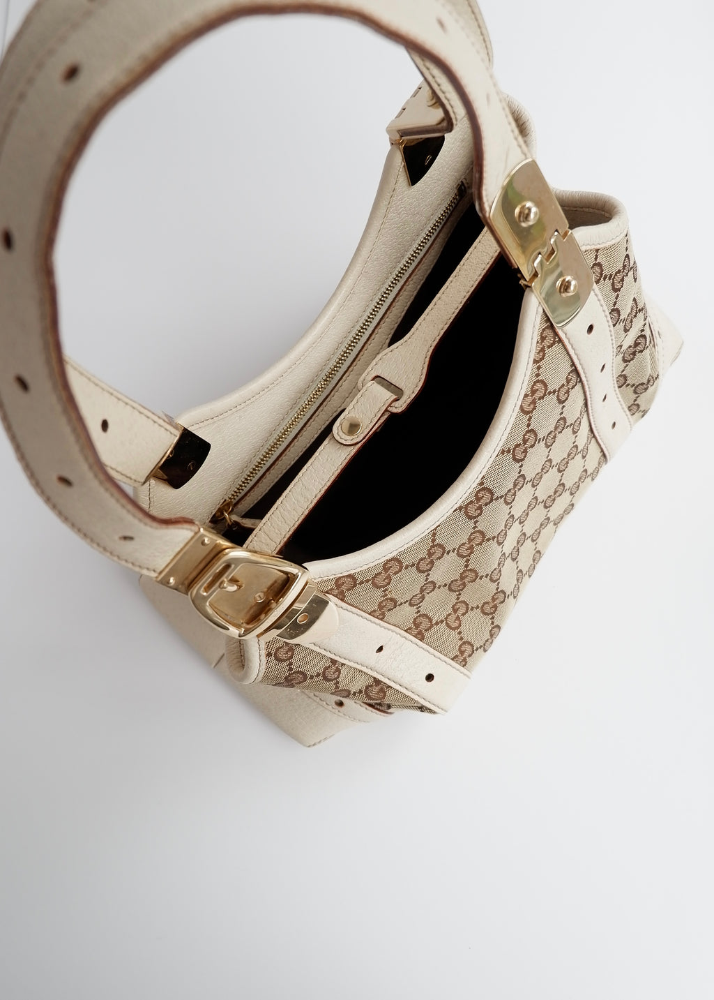 Authentic Preowned Gucci White GG Canvas/Leather Small Shoulder Bag