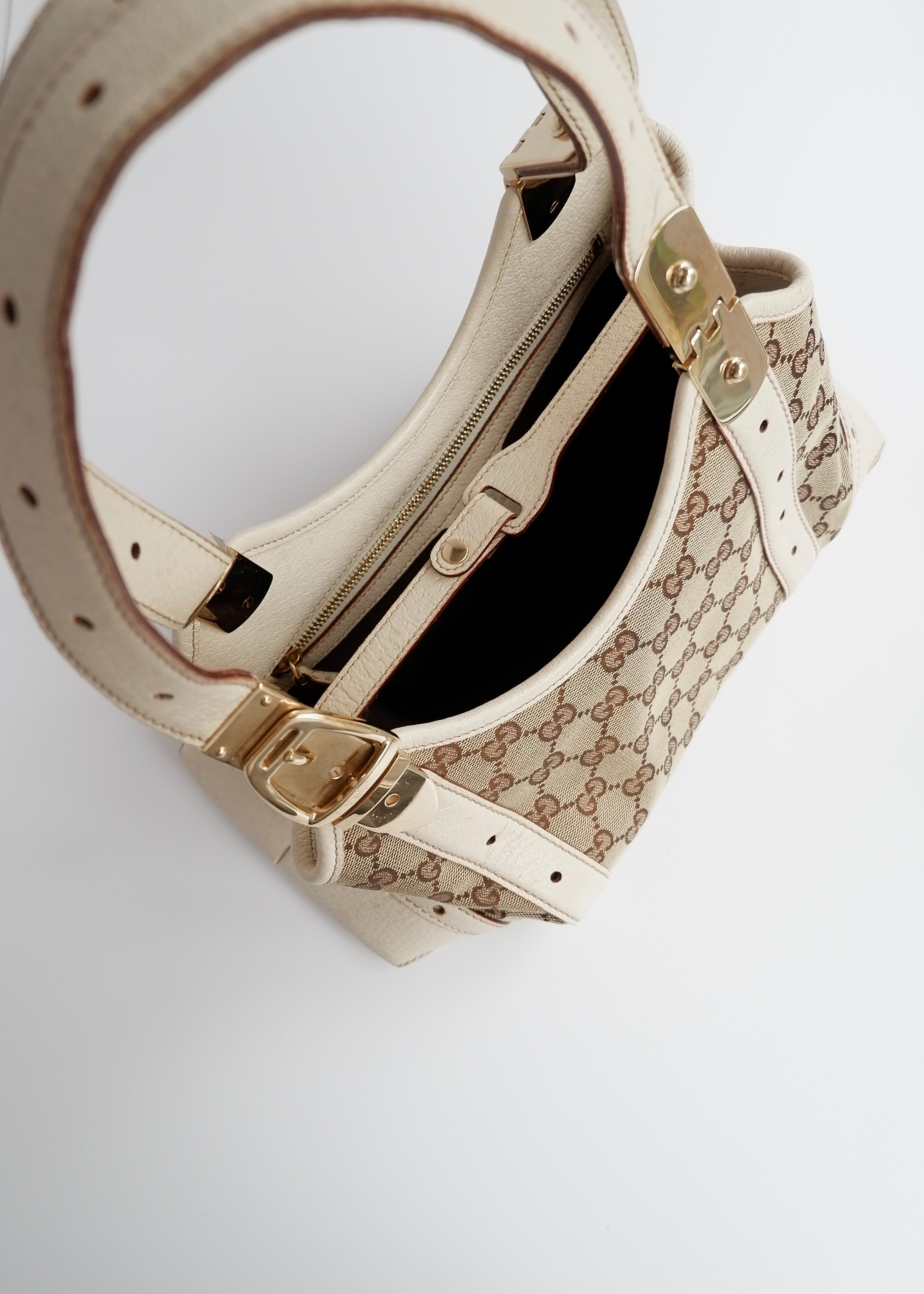 Authentic Preowned Gucci White GG Canvas/Leather Small Shoulder Bag