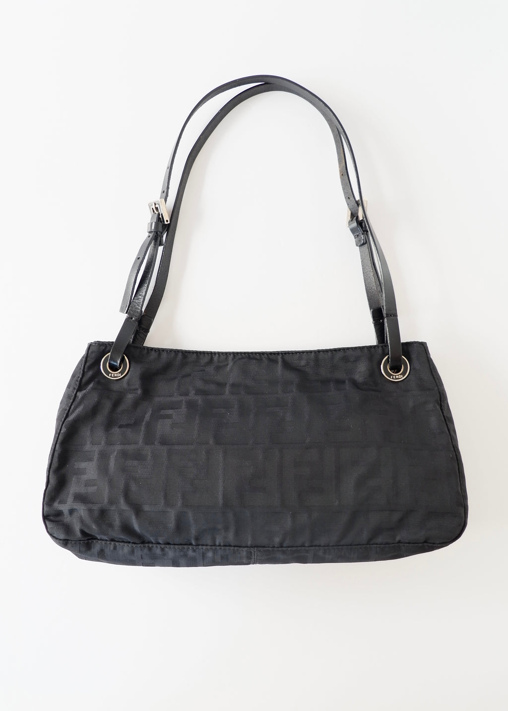 Authentic Preowned Fendi Black Zucca Canvas Shoulder Bag