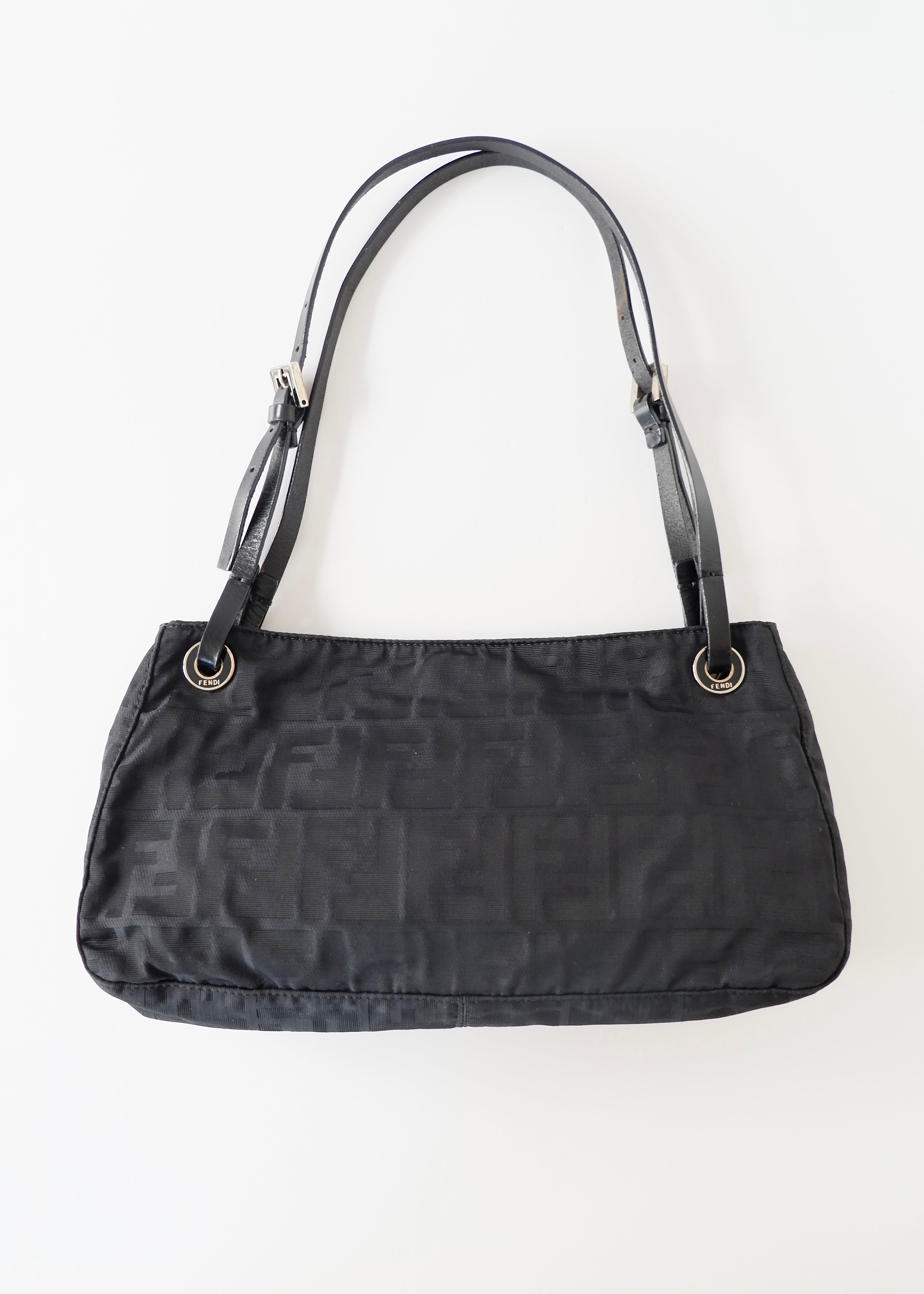 Authentic Preowned Fendi Black Zucca Canvas Shoulder Bag