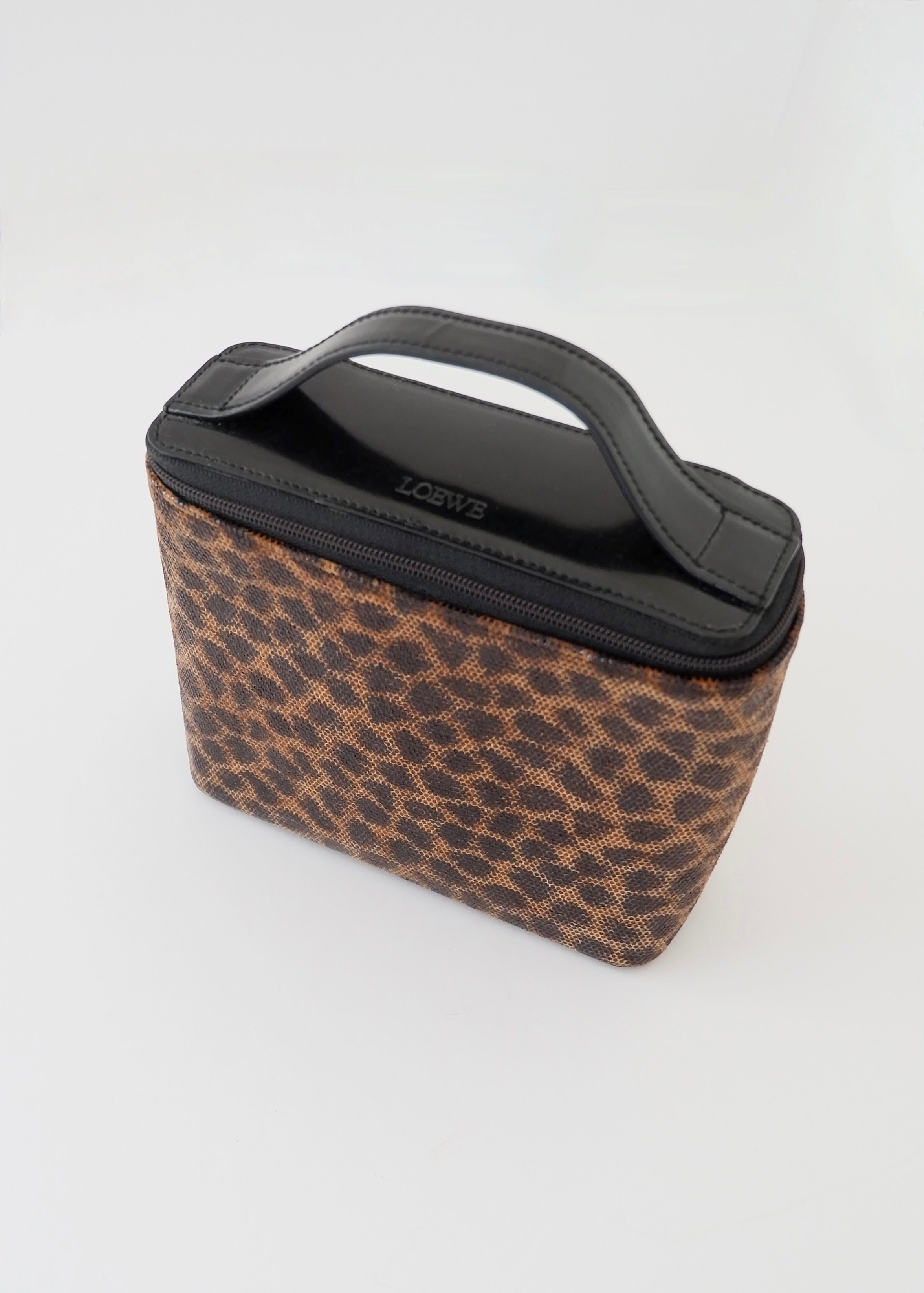 Authentic Preowned Vintage Loewe Animal Print Top Handle Vanity Bag