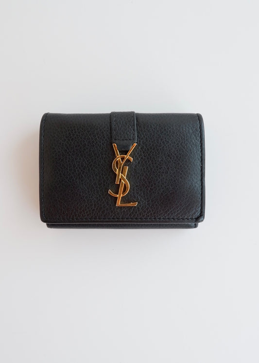 Authentic Preowned YSL Dark Grey Leather Bi-Fold Wallet