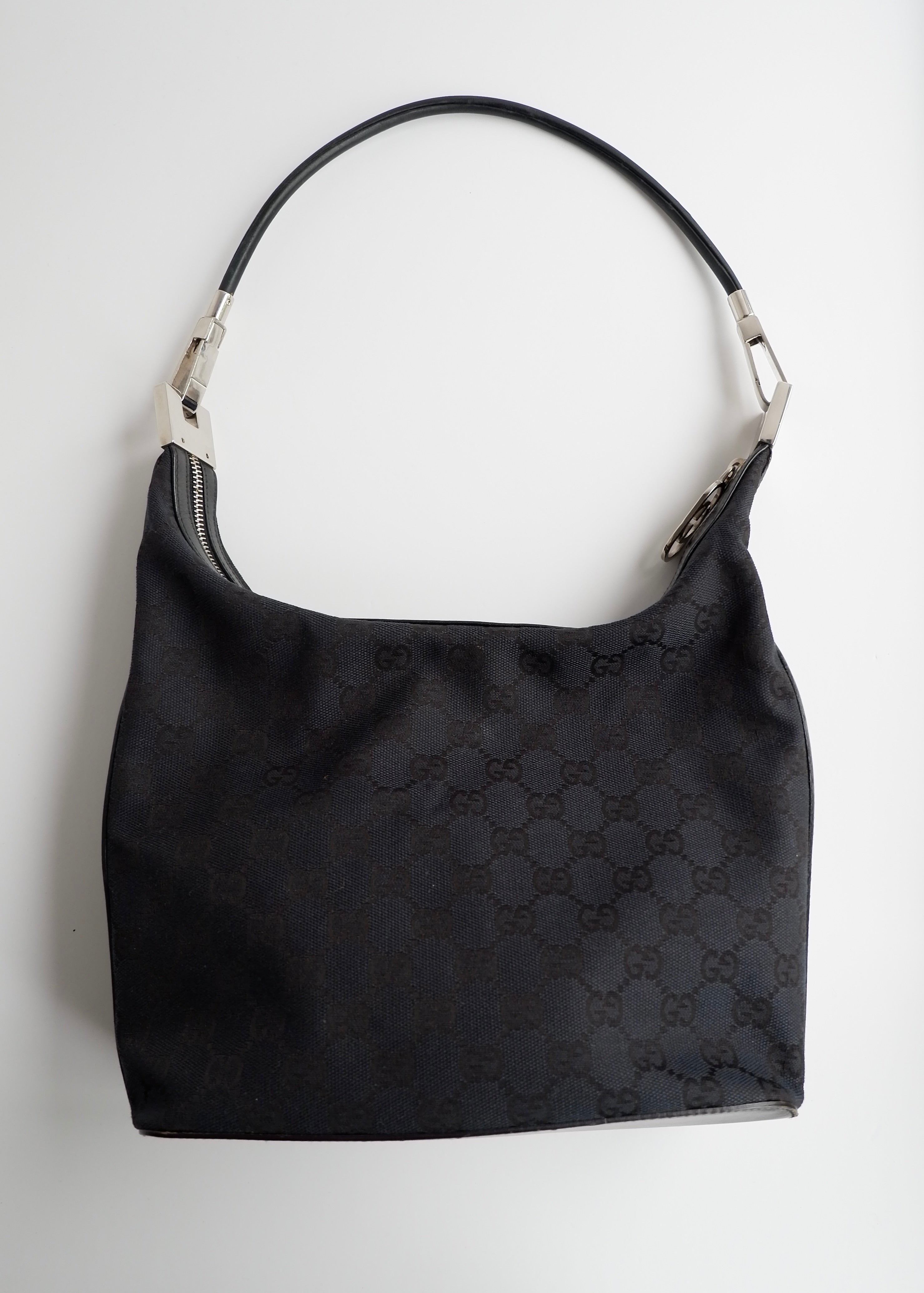 Authentic Preowned Gucci Black GG Canvas SHW Shoulder Bag