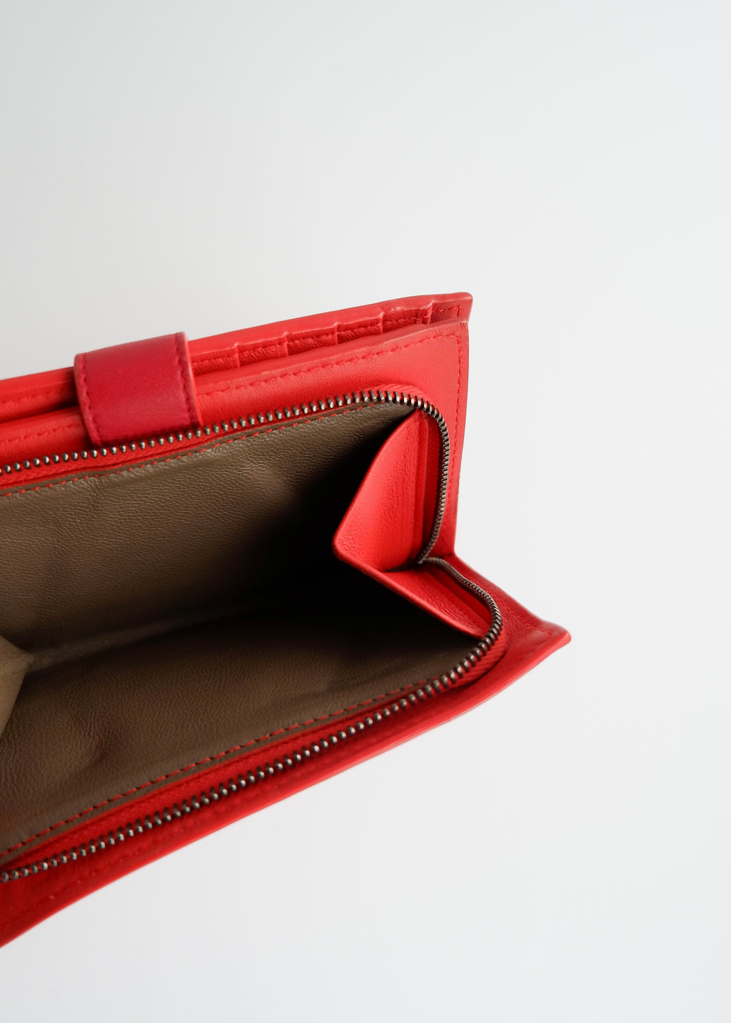 Authentic Preowned Bottega Veneta Red Leather Bi Fold Wallet