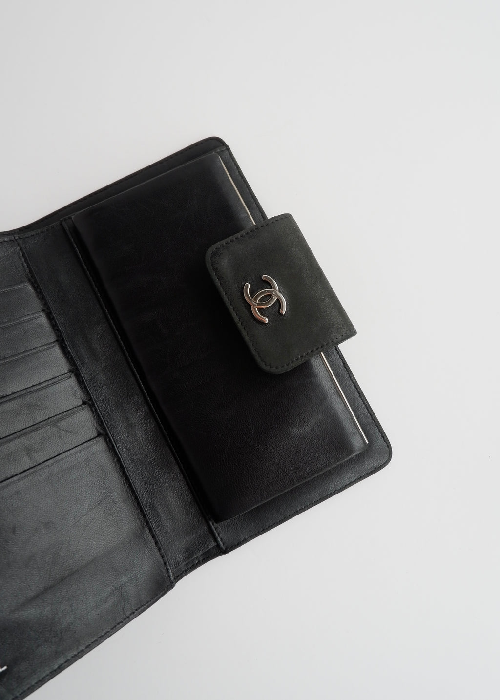 Authentic Preowned Chanel Black Lambskin Long Fold Wallet