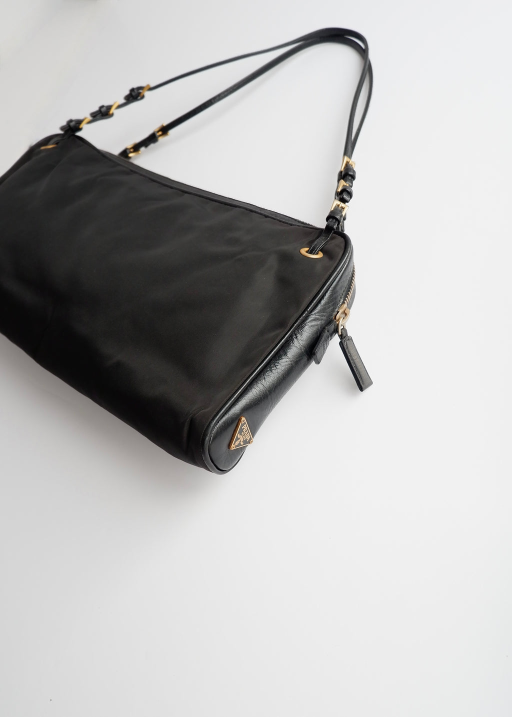Authentic Preowned Prada Nylon/Leather Black Thin Strap Shoulder Bag GWH