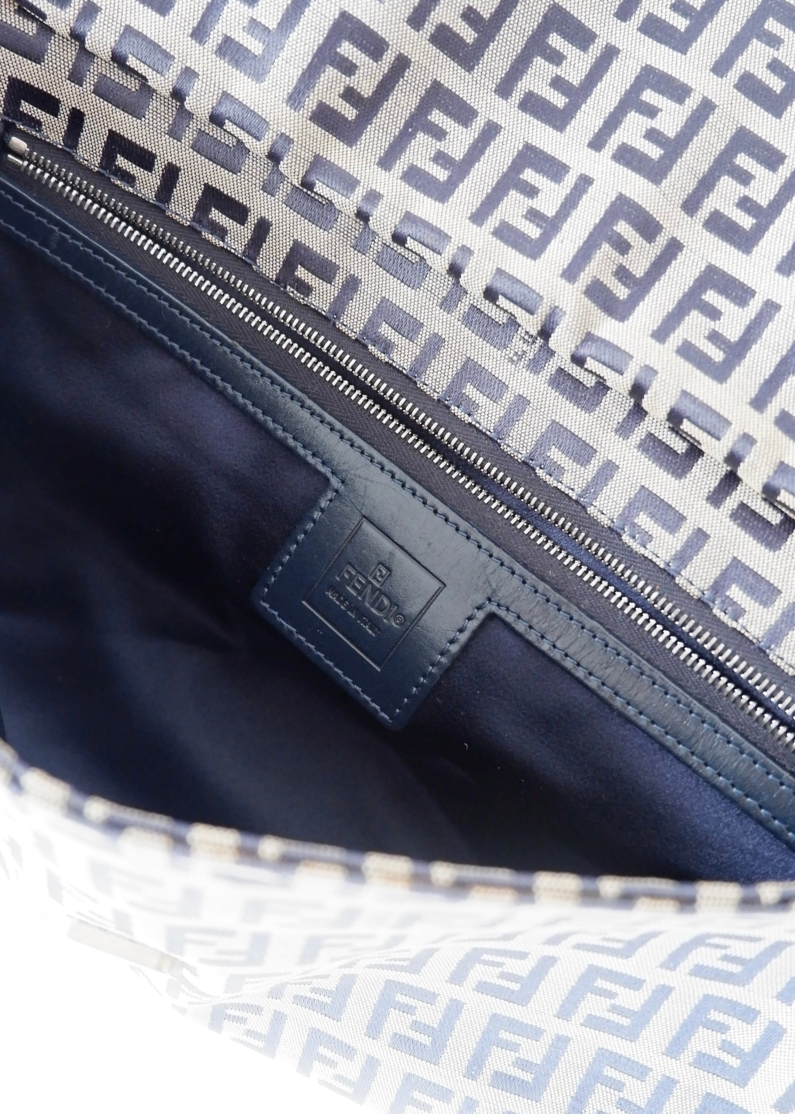 Authentic Preowned Vintage Fendi Navy Blue Zucchino Shoulder Bag
