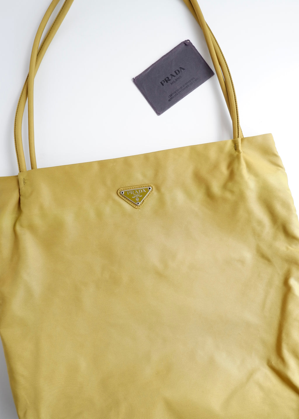 Authentique Sac Cabas Prada en Nylon Vert d'occasion