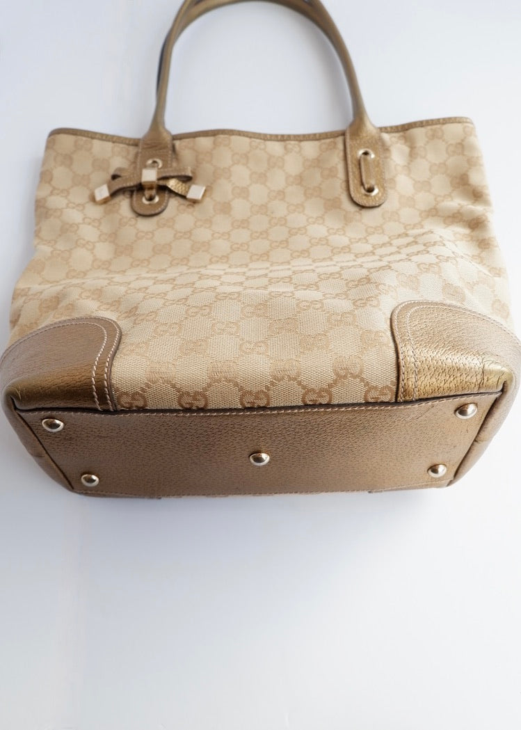 Authentic Preowned Gucci Gold GG Canvas Tote Bag