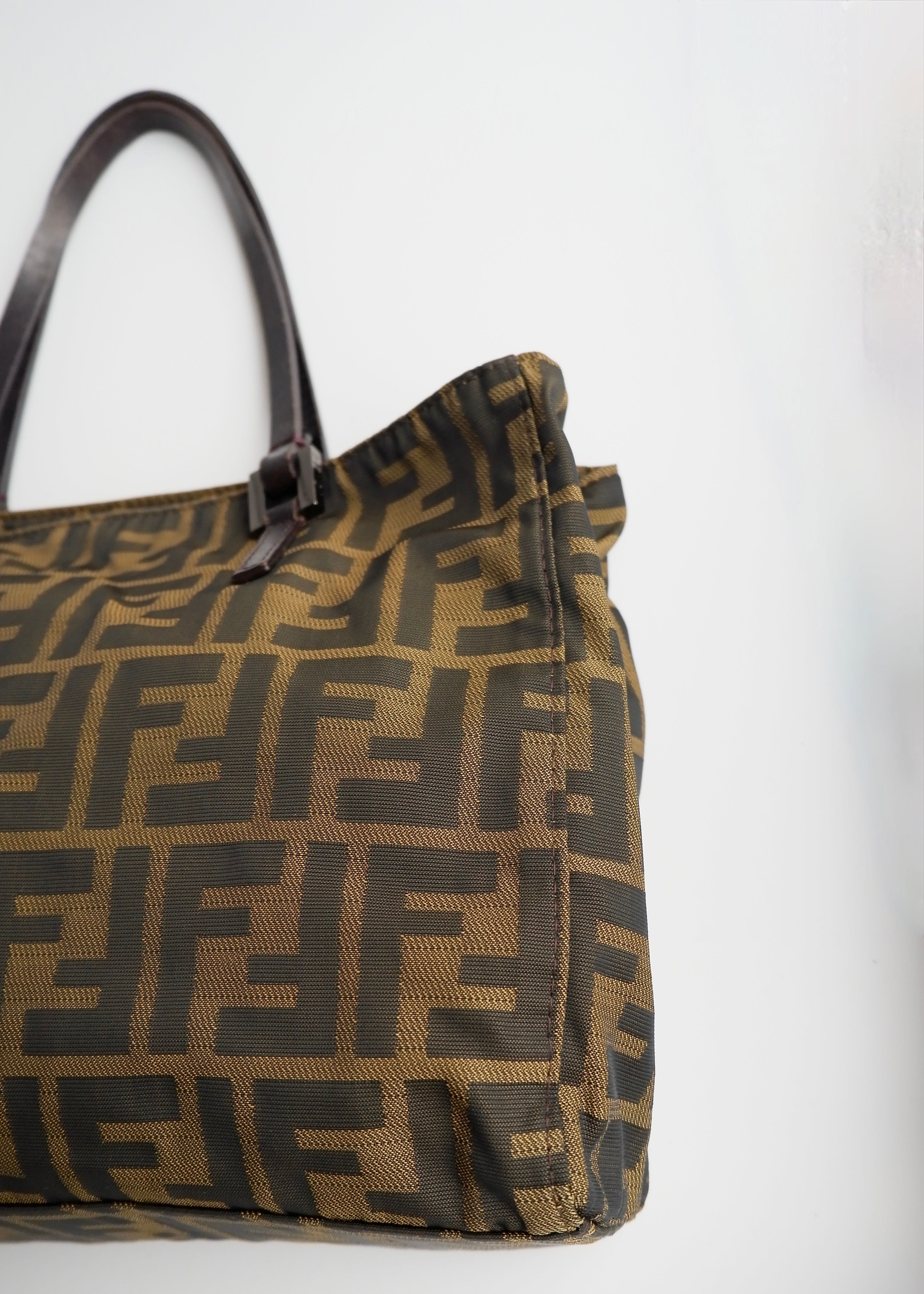 Authentic Preowned Vintage Fendi Brown Zucca Canvas Handbag