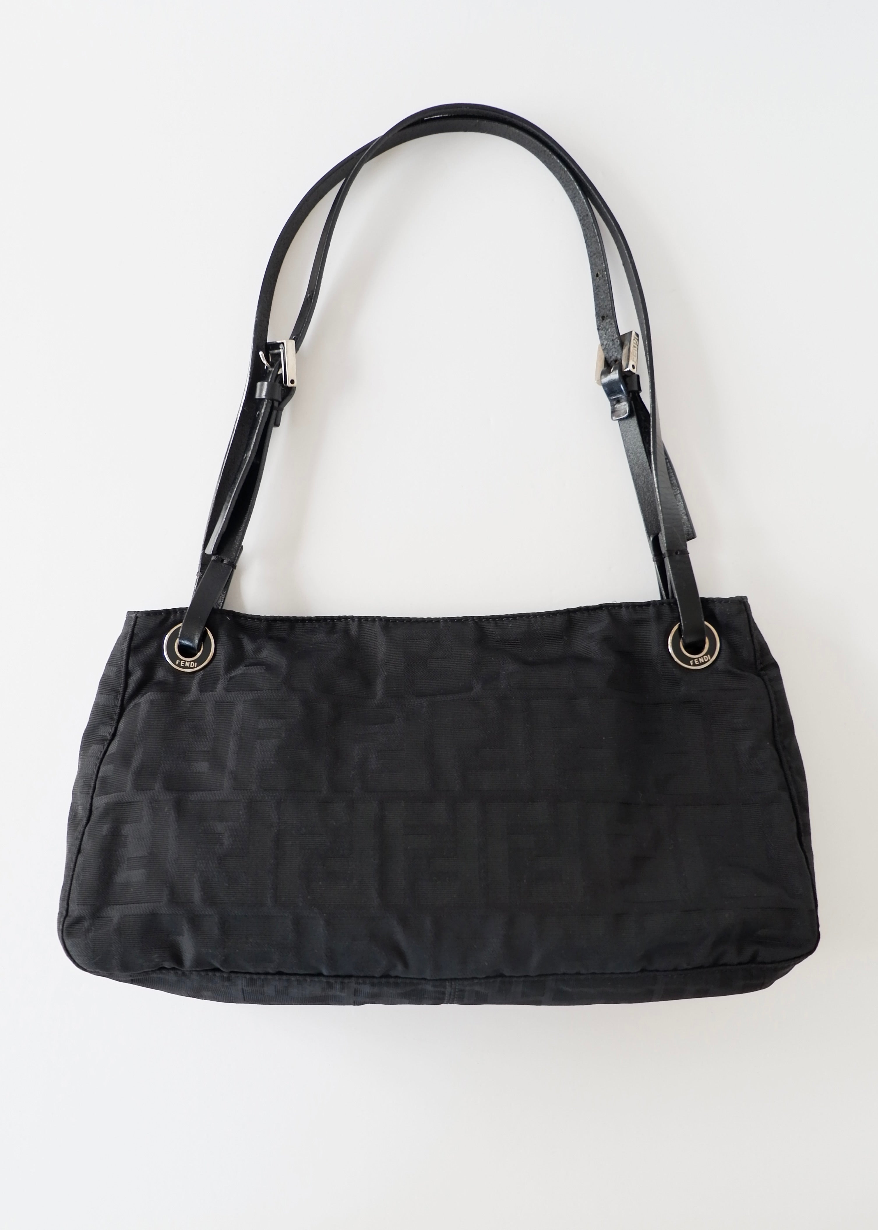 Authentic Preowned Fendi Black Zucca Canvas Shoulder Bag