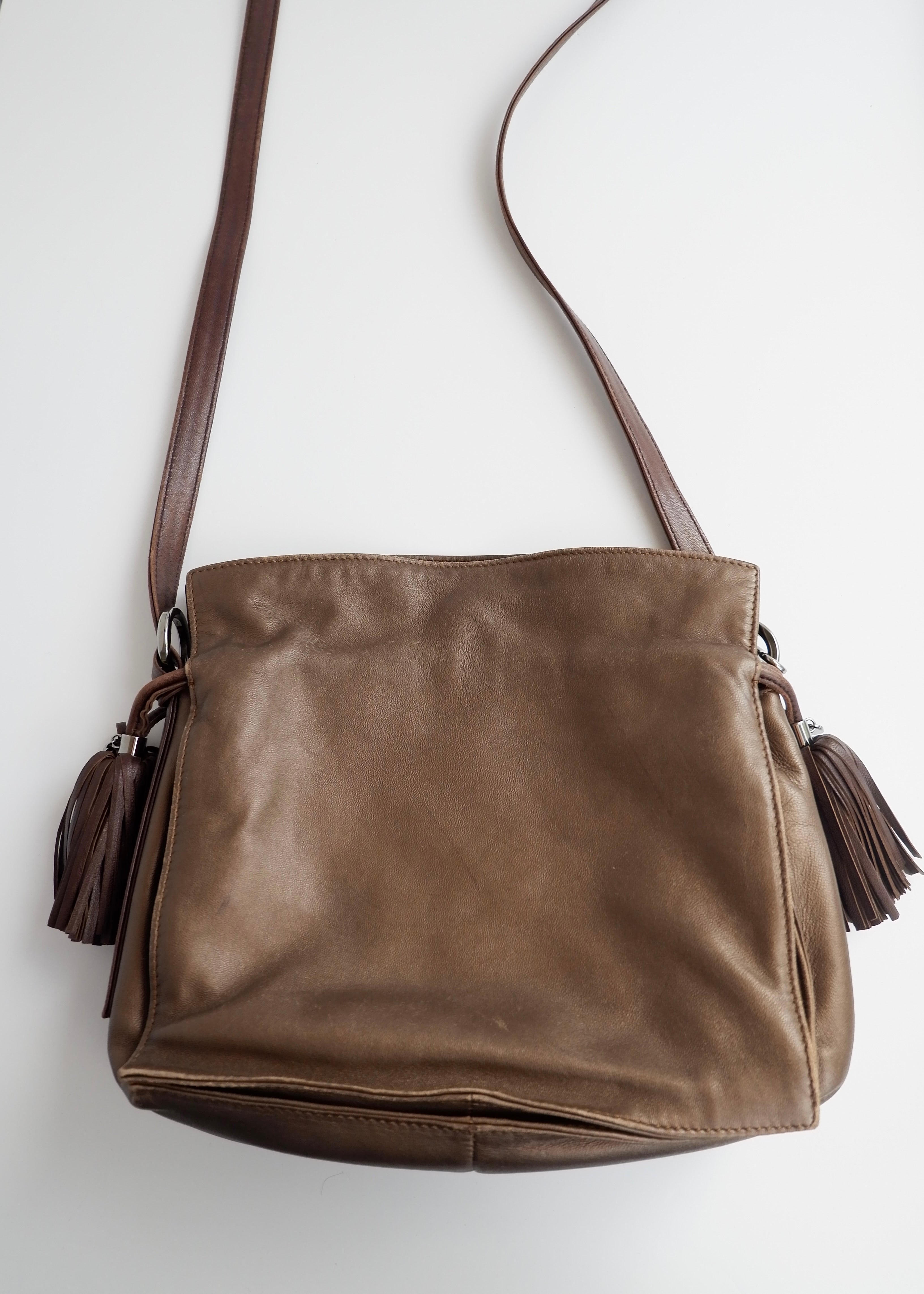 Authentique sac Loewe Flamingo vintage en cuir bronze d'occasion