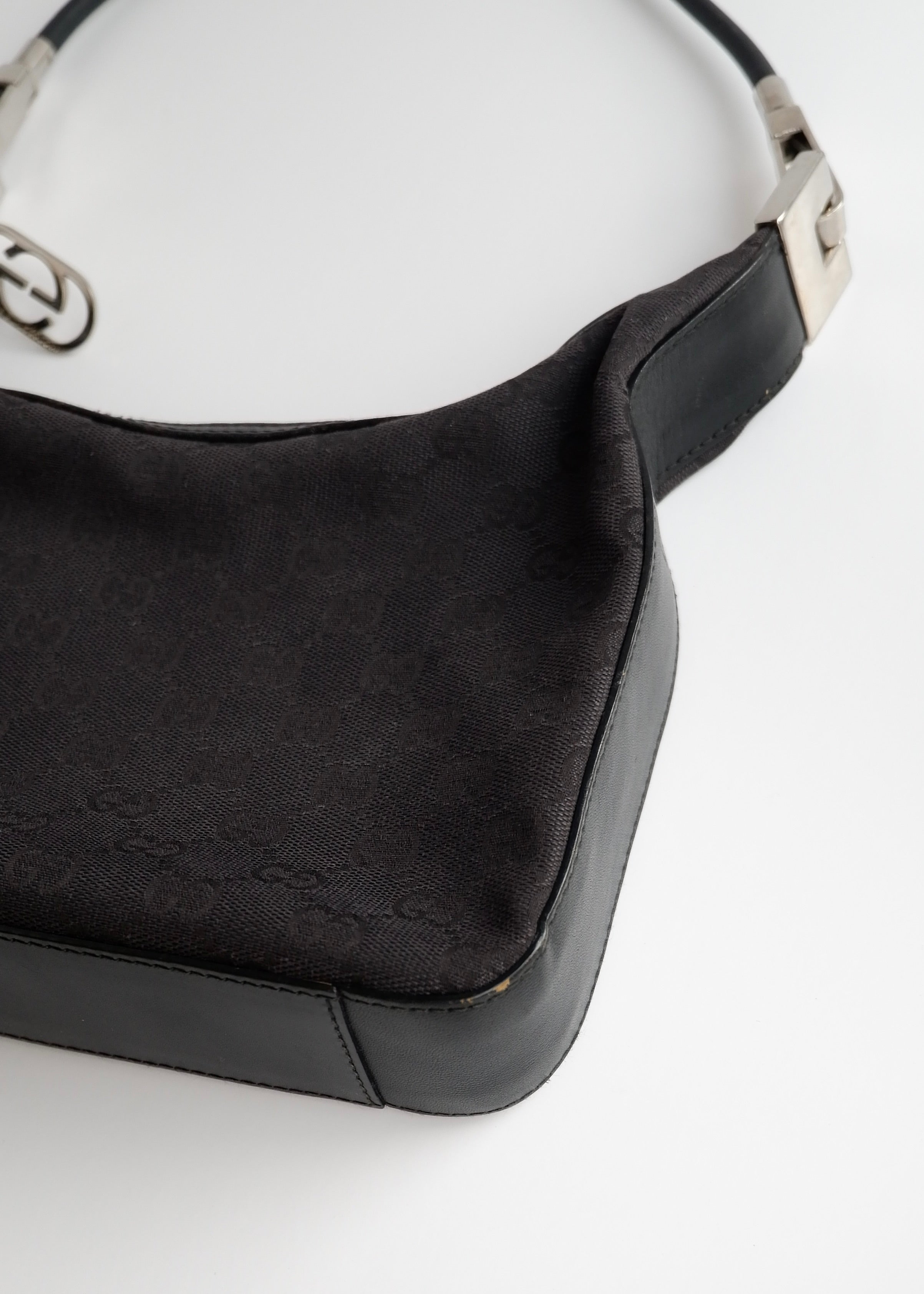 Authentic Preowned Gucci Black GG Canvas Shoulder Bag