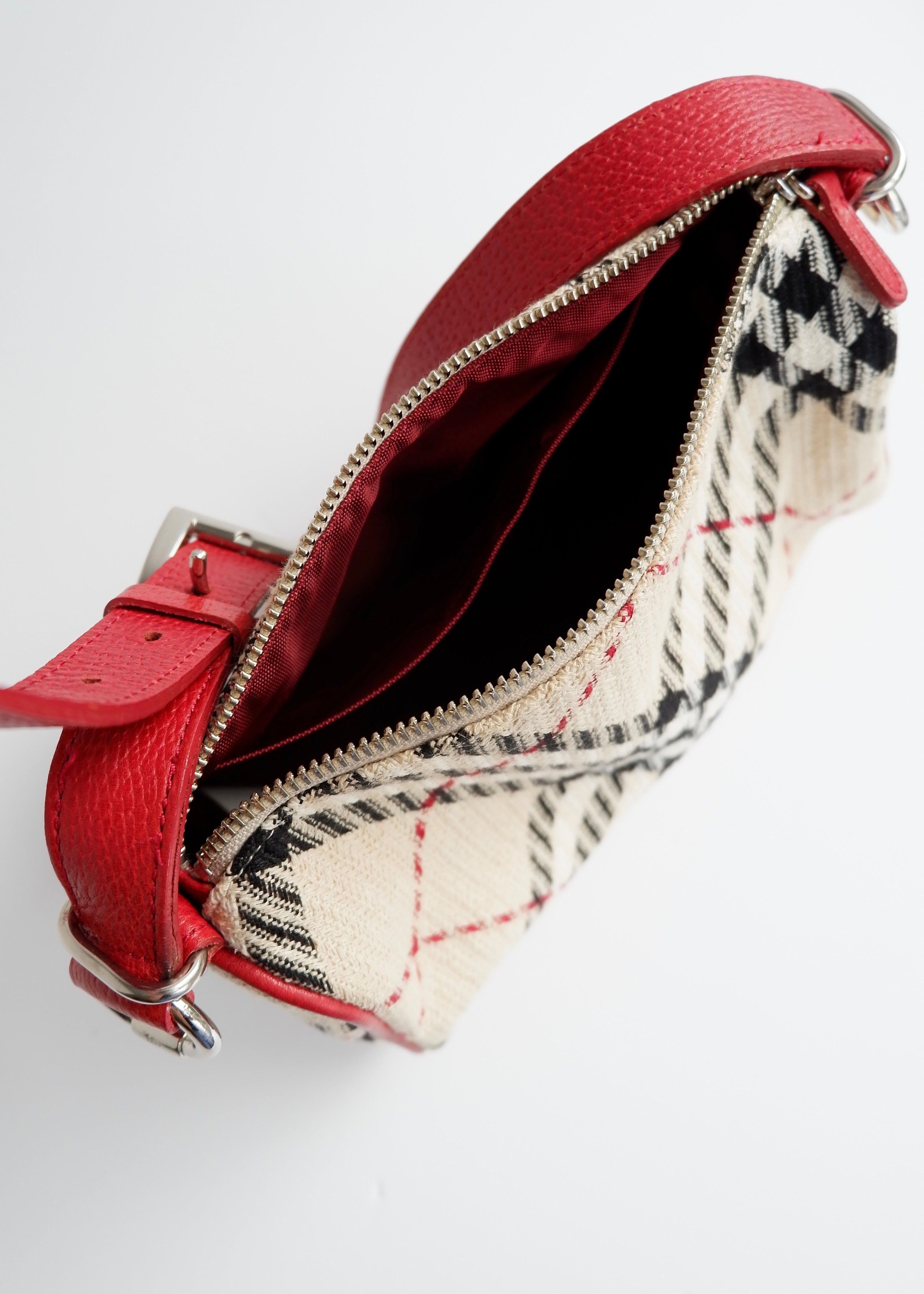 Authentic Preowned Burberry Red Novacheck Shoulder Bag