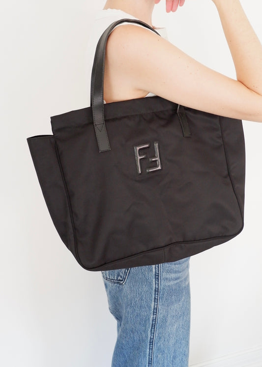 Authentic Preowned Fendi Black Nylon FF Tote Bag