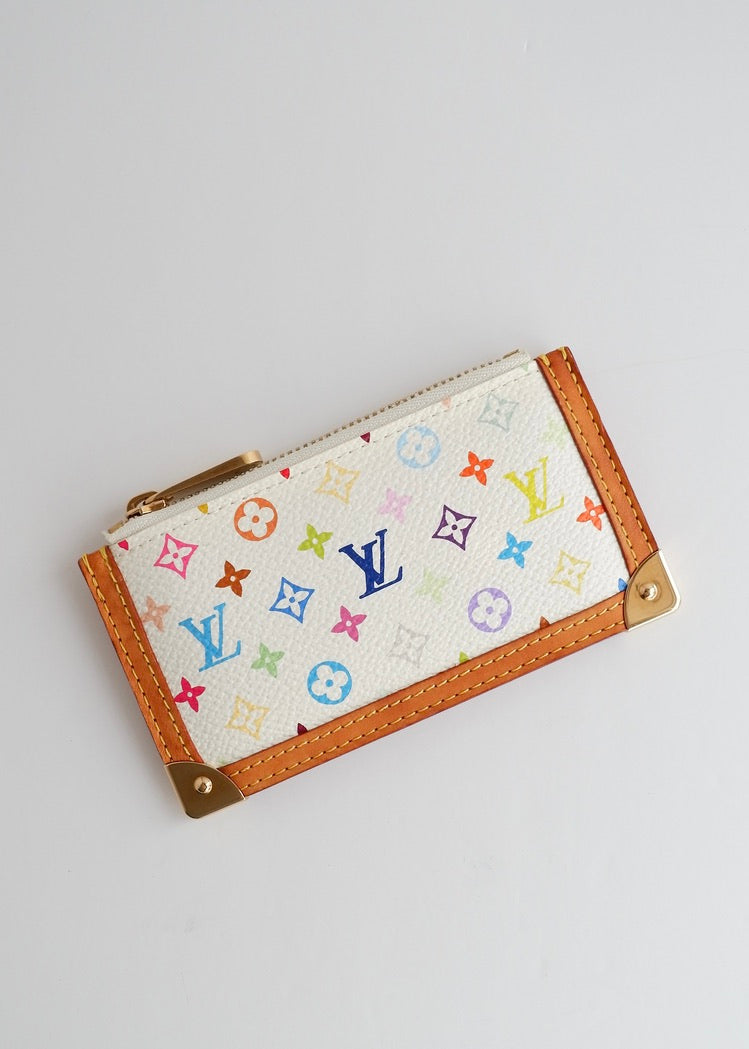 Authentique Louis Vuitton White Multi Pochette Clé d'occasion