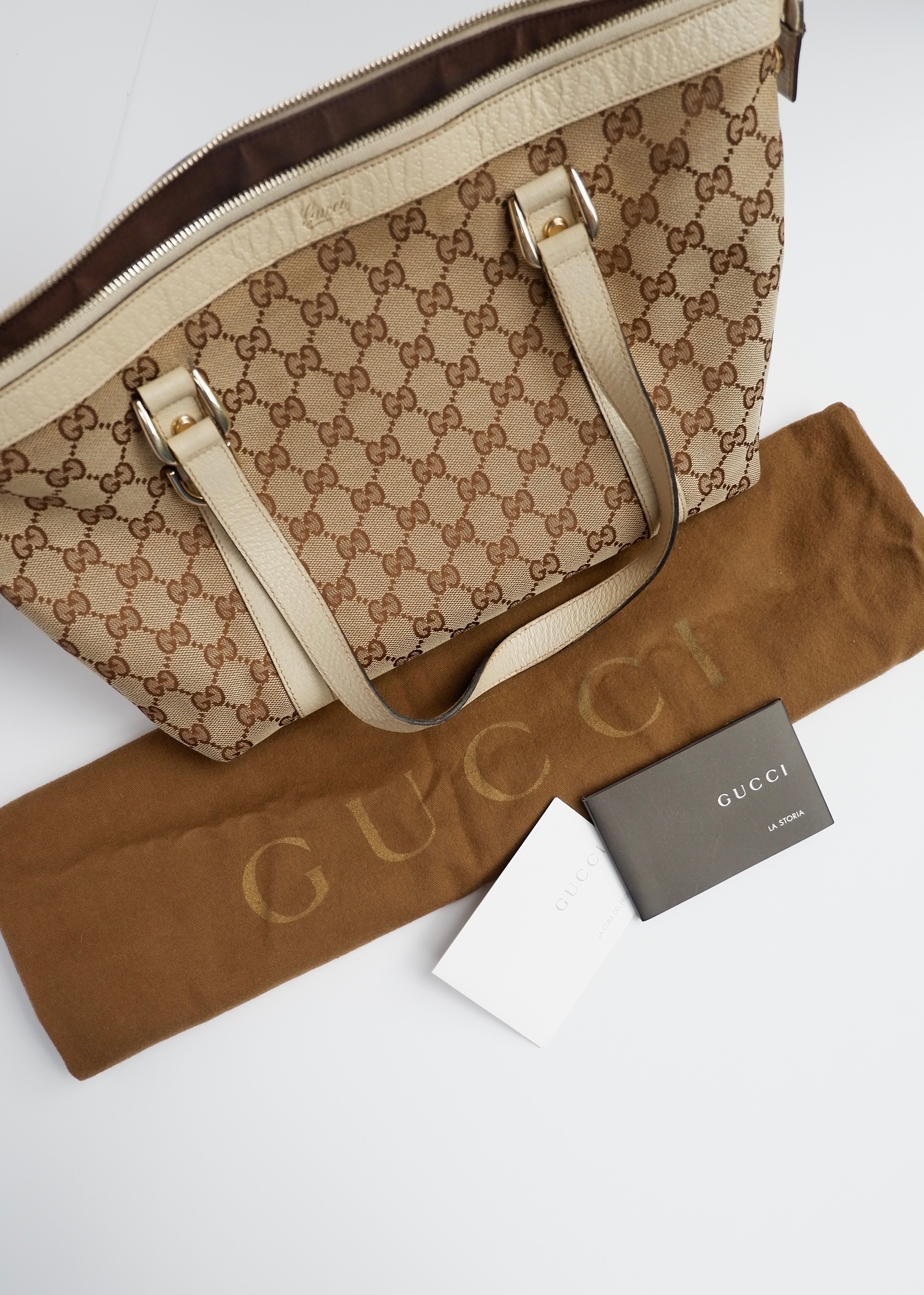 Authentic Preowned Gucci White GG Canvas Shoulder Bag