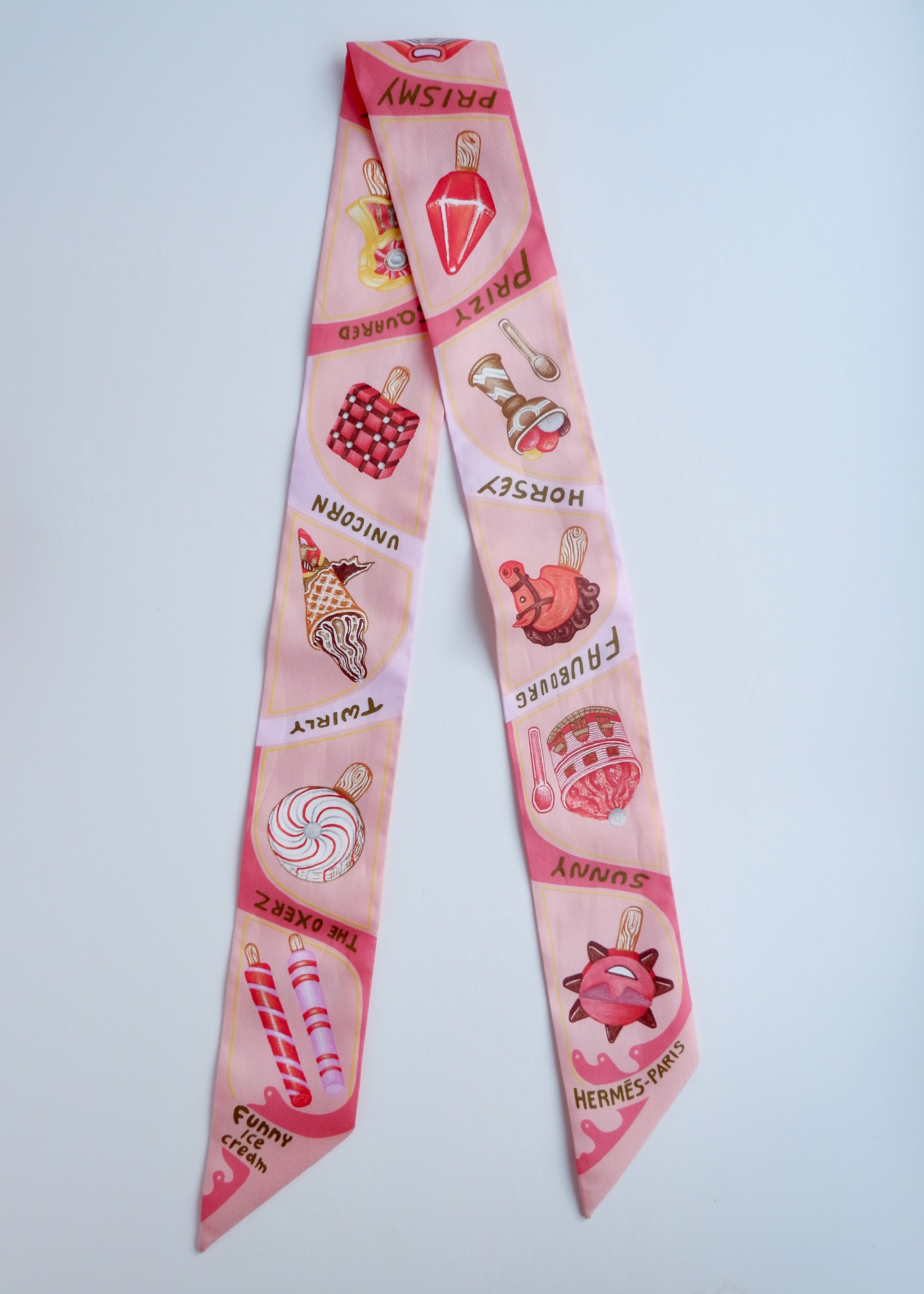 Twilly Hermès Rose Glace authentique de seconde main