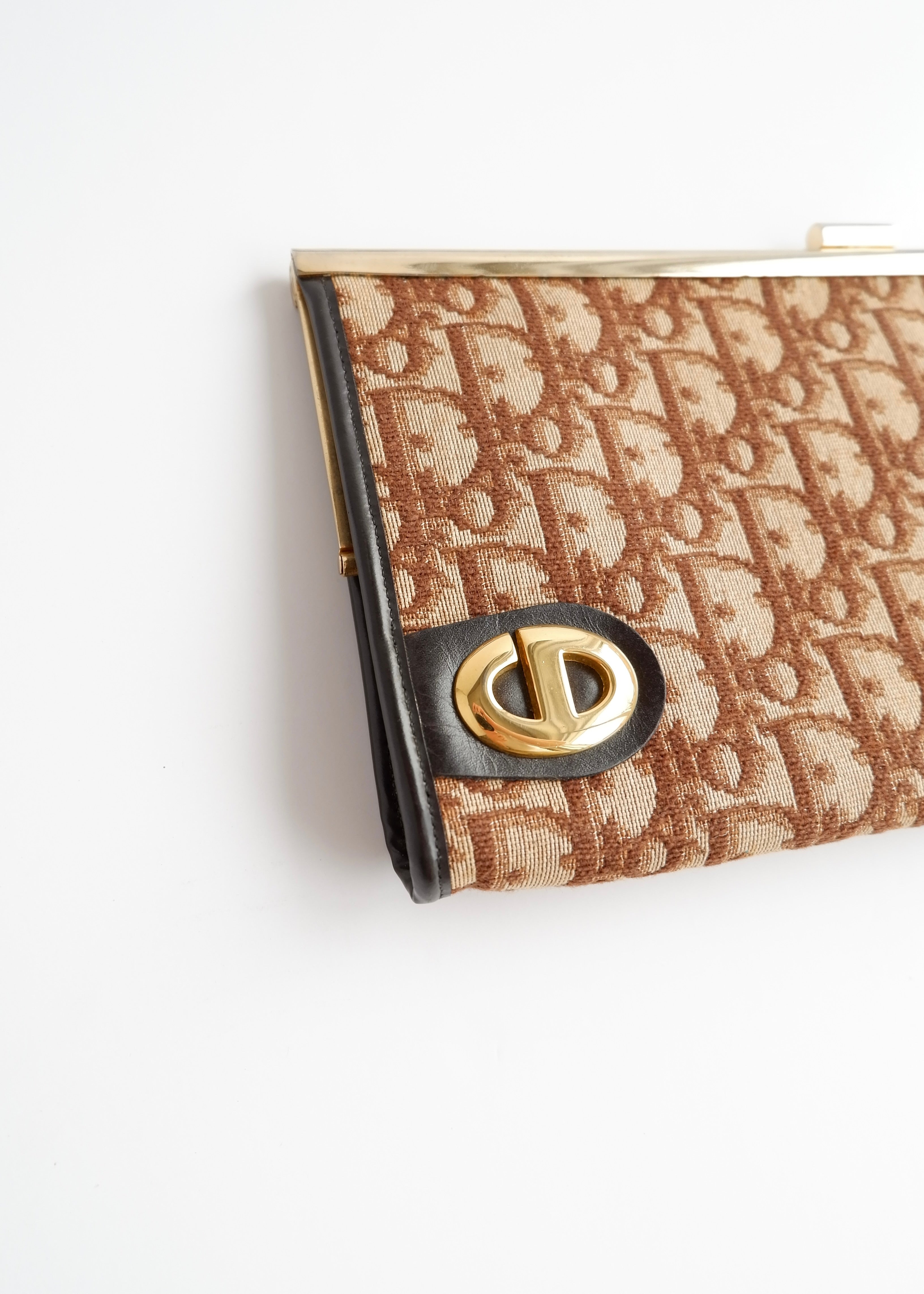 Authentic Preowned Vintage Dior Brown Canvas Trotter Print Clutch