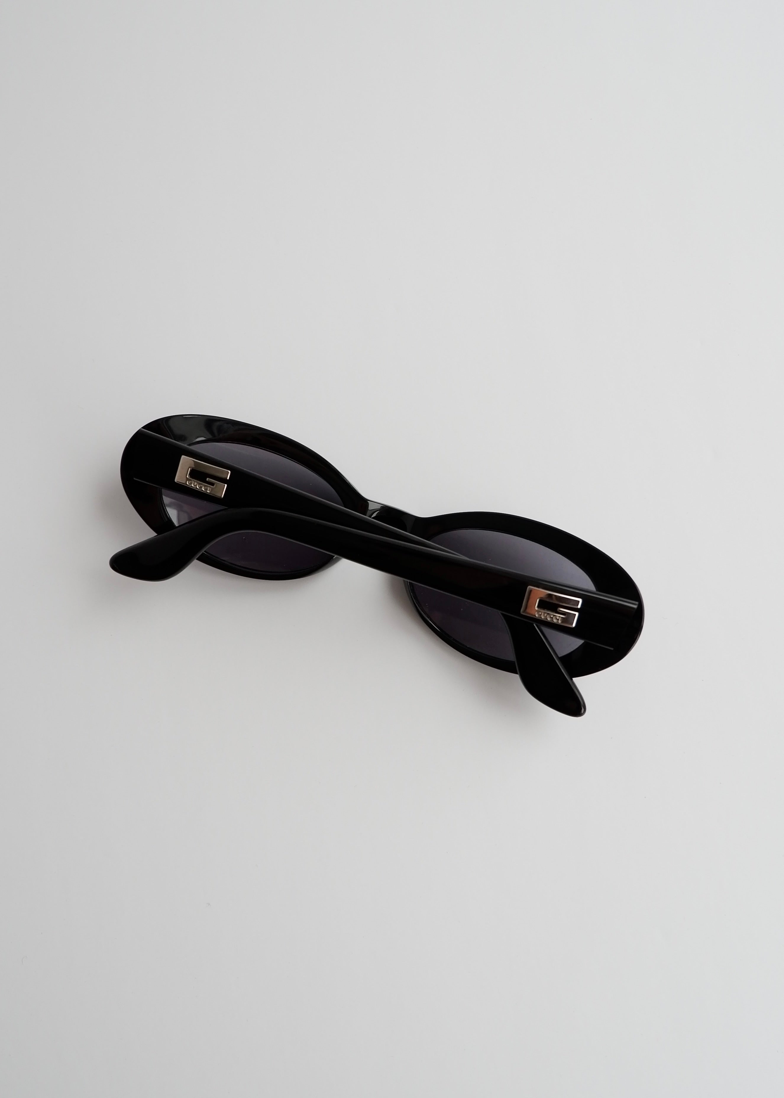 Authentic Preowned Vintage Gucci Black Round Frame G Logo Sunglasses