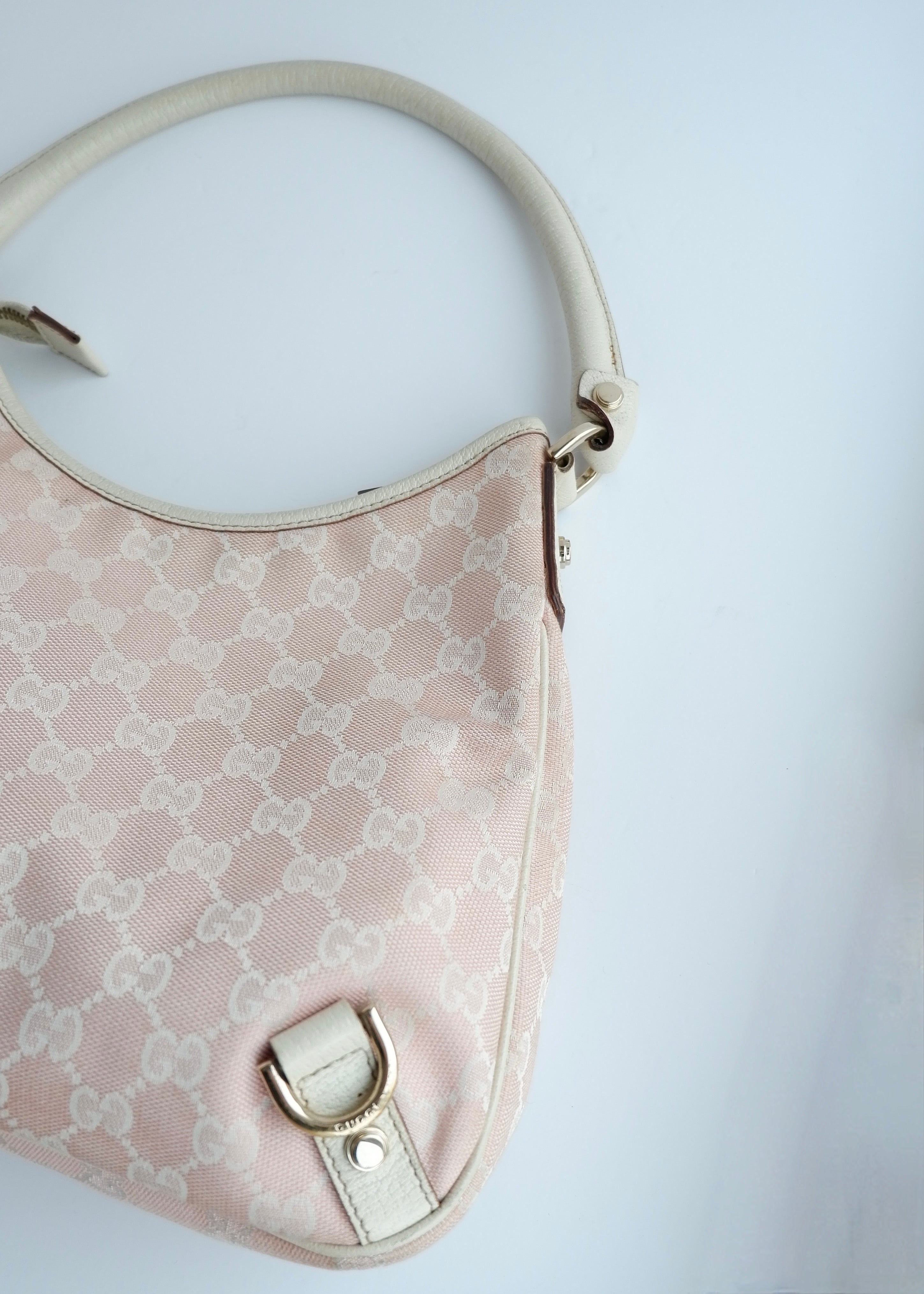 Authentic Preowned Gucci Pink/White GG Canvas Shoulder Bag