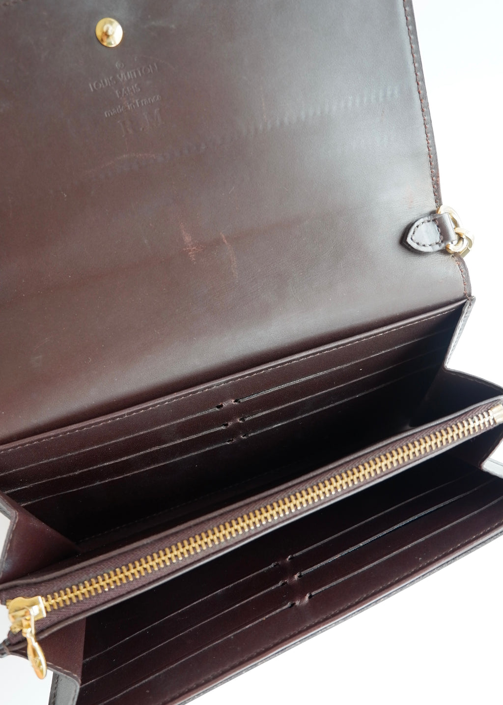 Preowned Louis Vuitton Monogram Vernis Amarante Sarah Chain Wallet