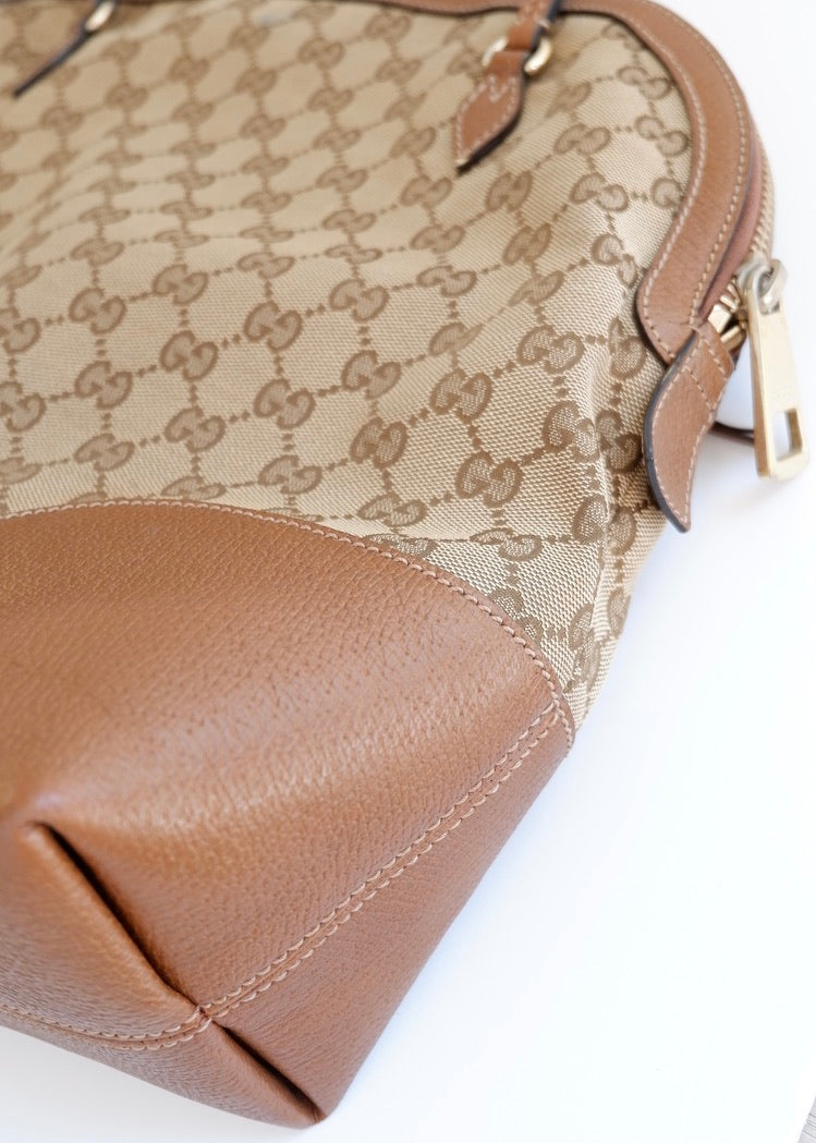 Preowned Gucci Brown GG Canvas Bowler Shoulder Bag