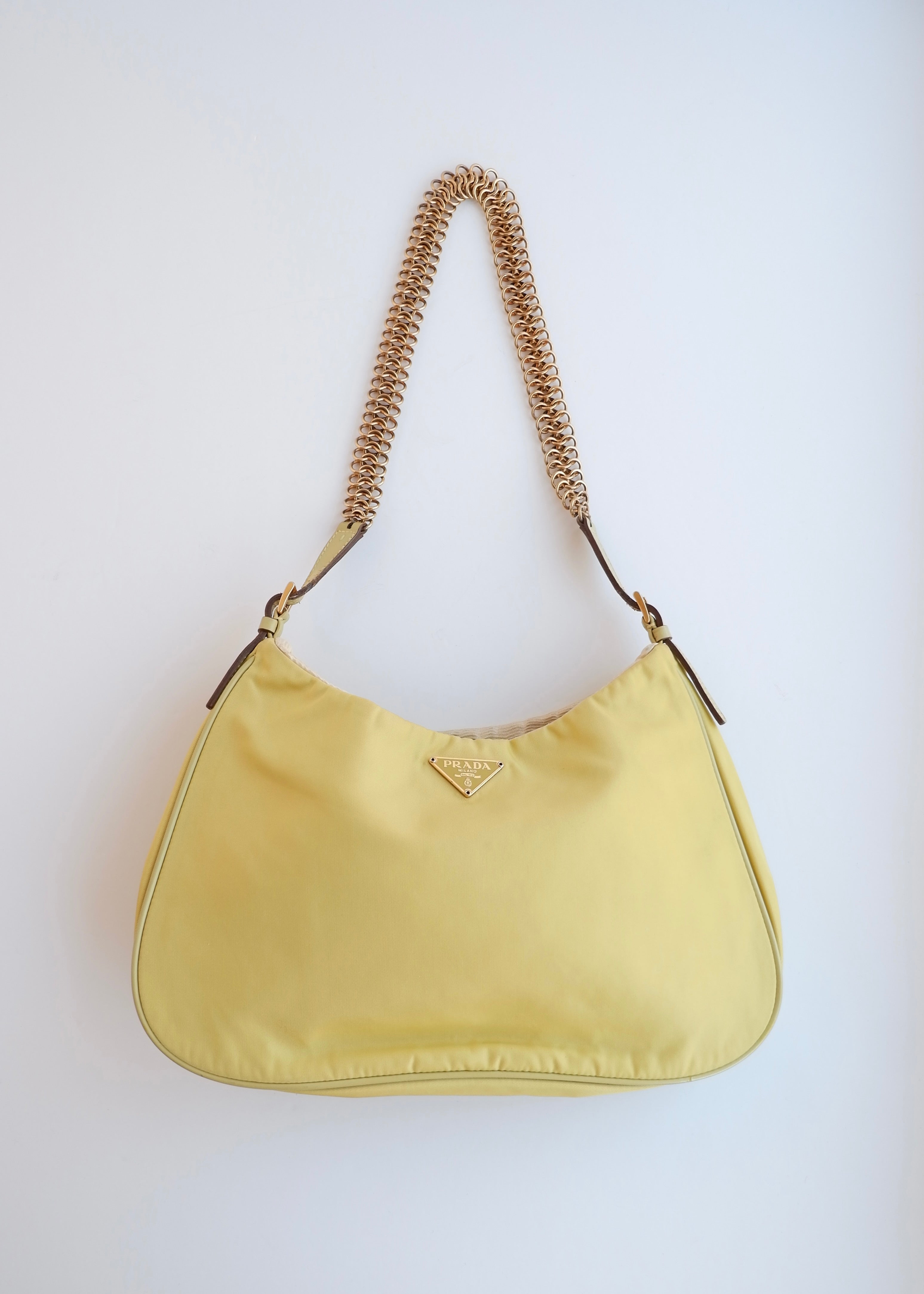 Authentic Preowned Prada Nylon Yellow Shoulder Bag