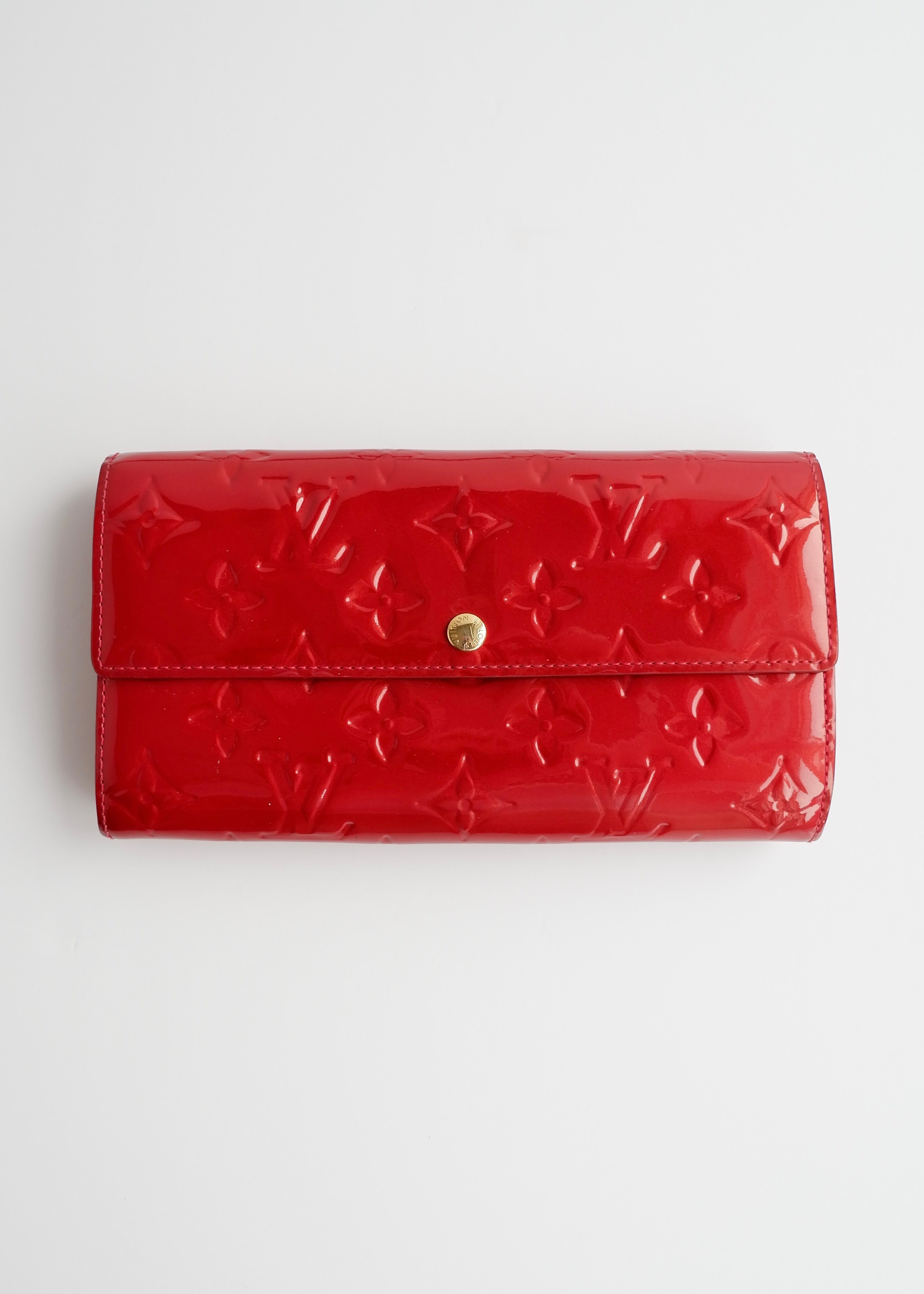 Authentic Preowned Louis Vuitton Red Monogram Vernis Long Sarah Wallet