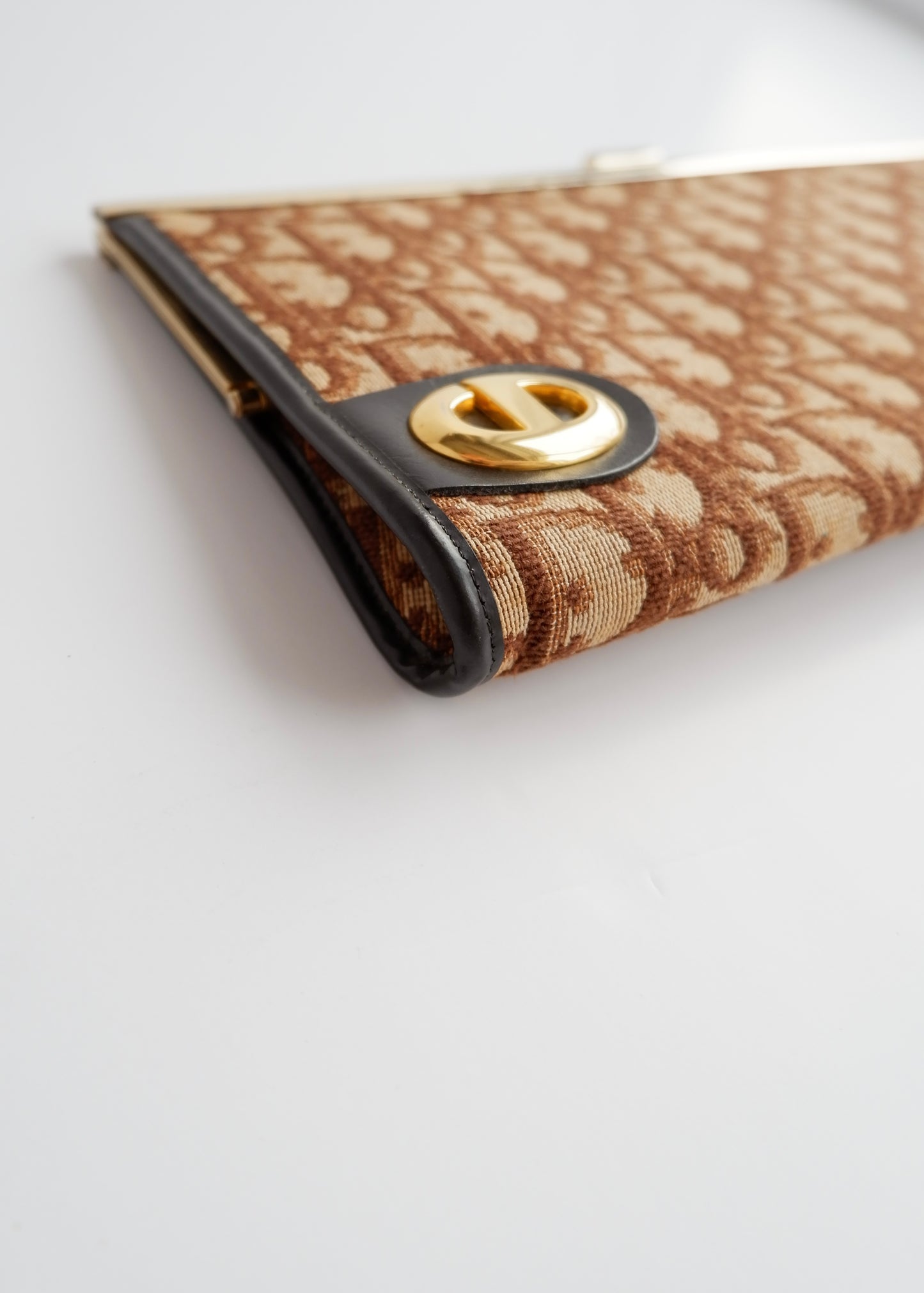 Authentic Preowned Vintage Dior Brown Canvas Trotter Print Clutch