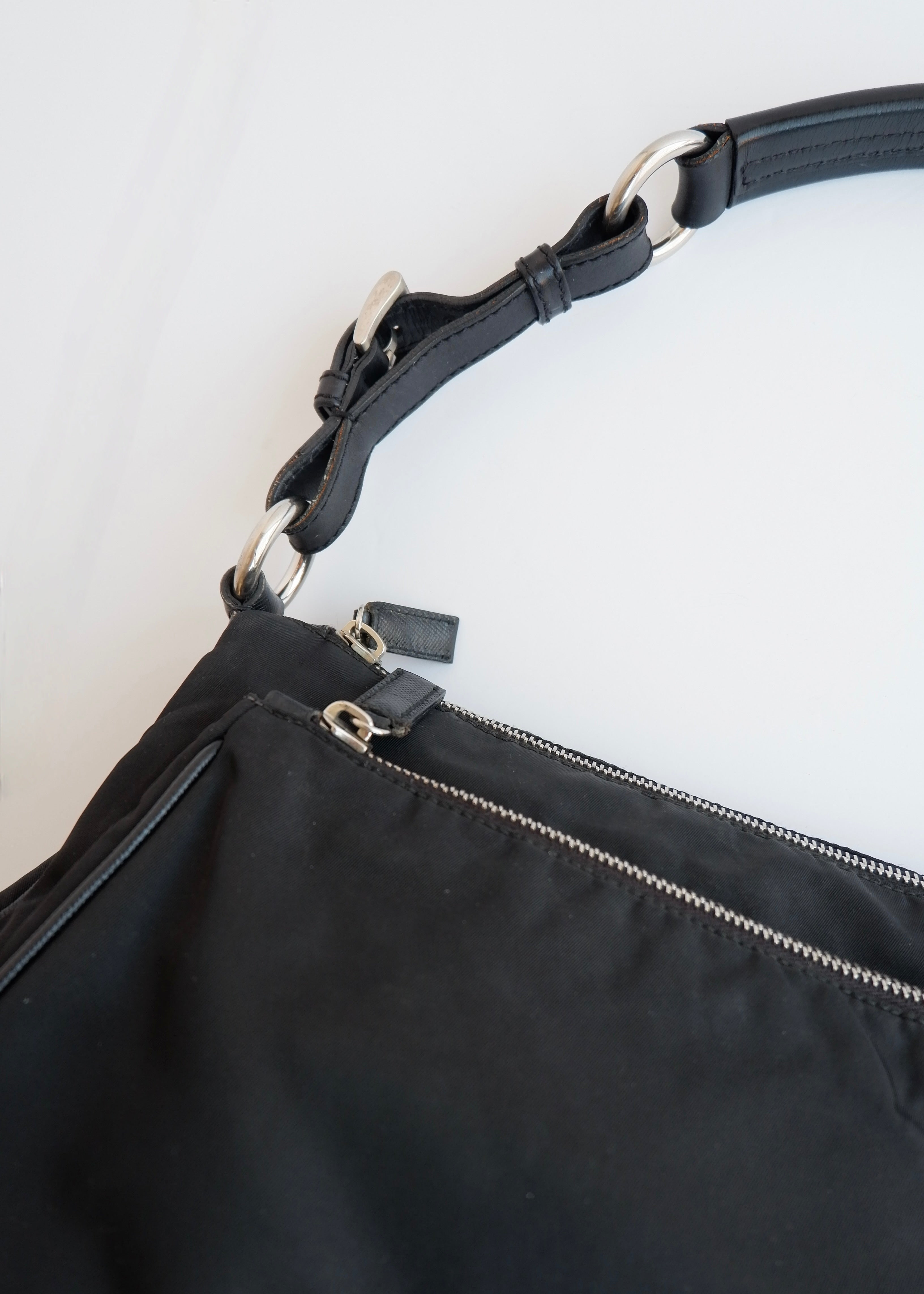 Authentic Preowned Prada Black Nylon Hobo/ Leather Strap Shoulder