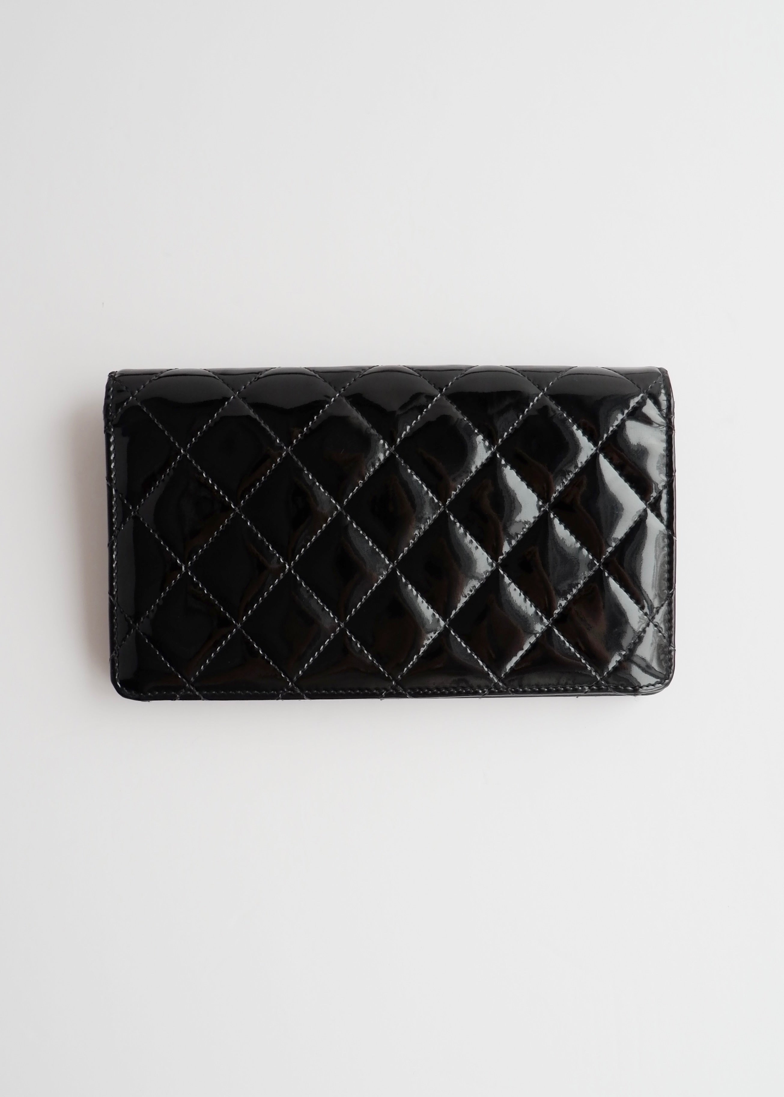 Authentic Preowned Chanel Black Patent Leather Long Wallet
