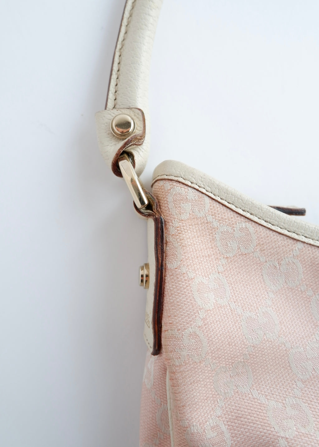 Authentic Preowned Gucci Pink/White GG Canvas Shoulder Bag