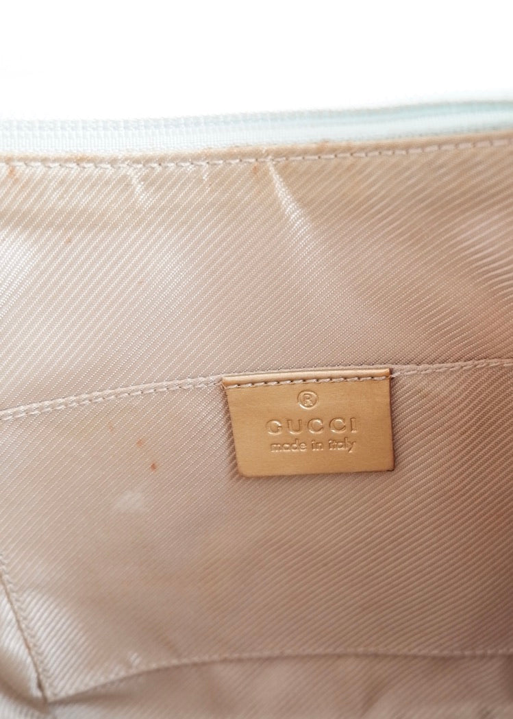 Authentic Preowned Gucci Blue GG Canvas Gold Strap Half Moon Shoulder Bag