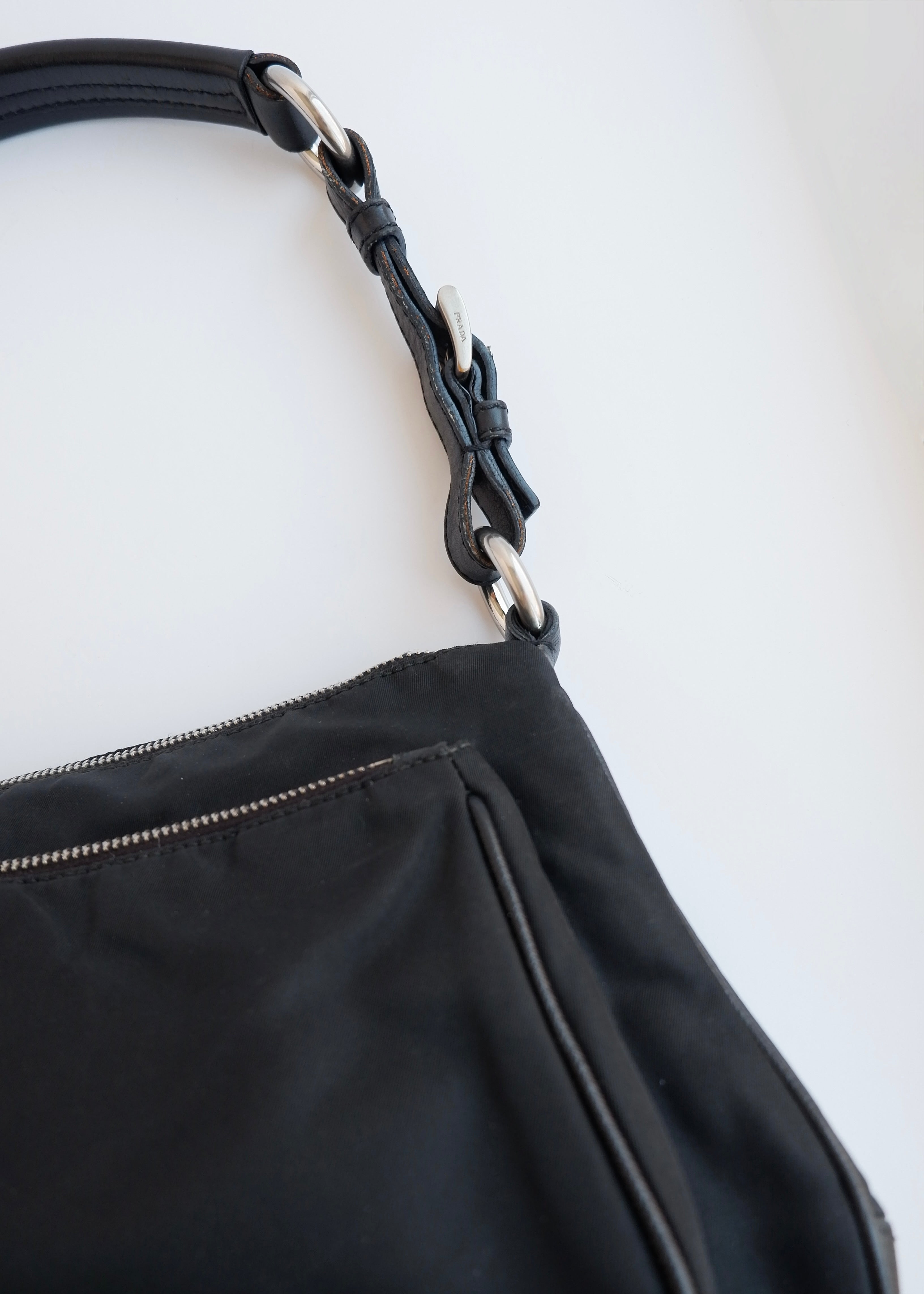 Authentic Preowned Prada Black Nylon Hobo/ Leather Strap Shoulder
