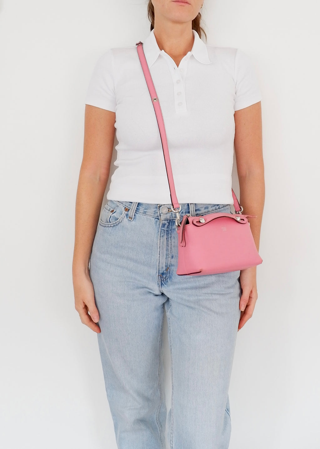 Authentique sac Fendi Mini By The Way en cuir rose d'occasion