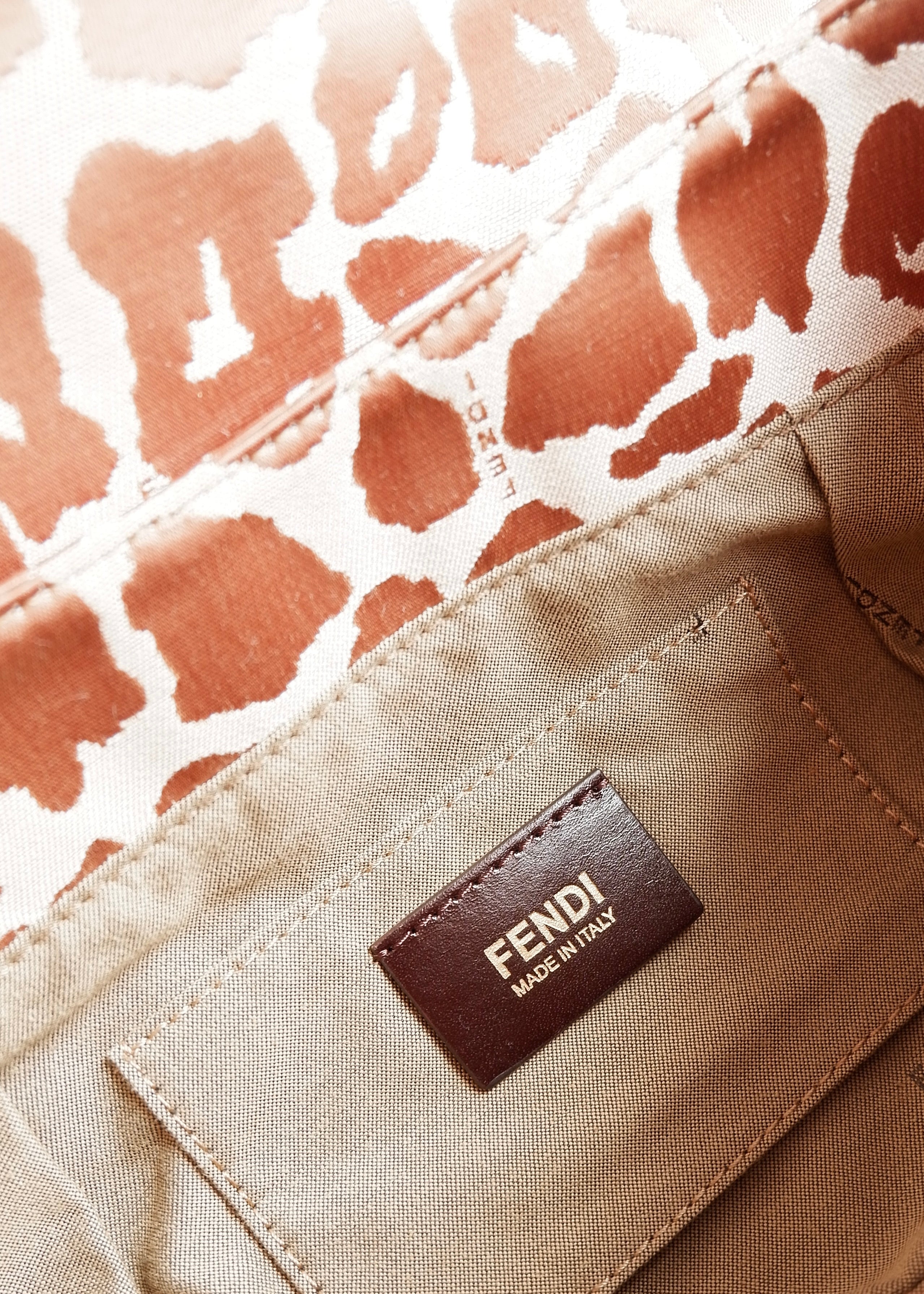 Authentic Preowned Fendi Brown Leopard Fabric Chef Shoulder Bag