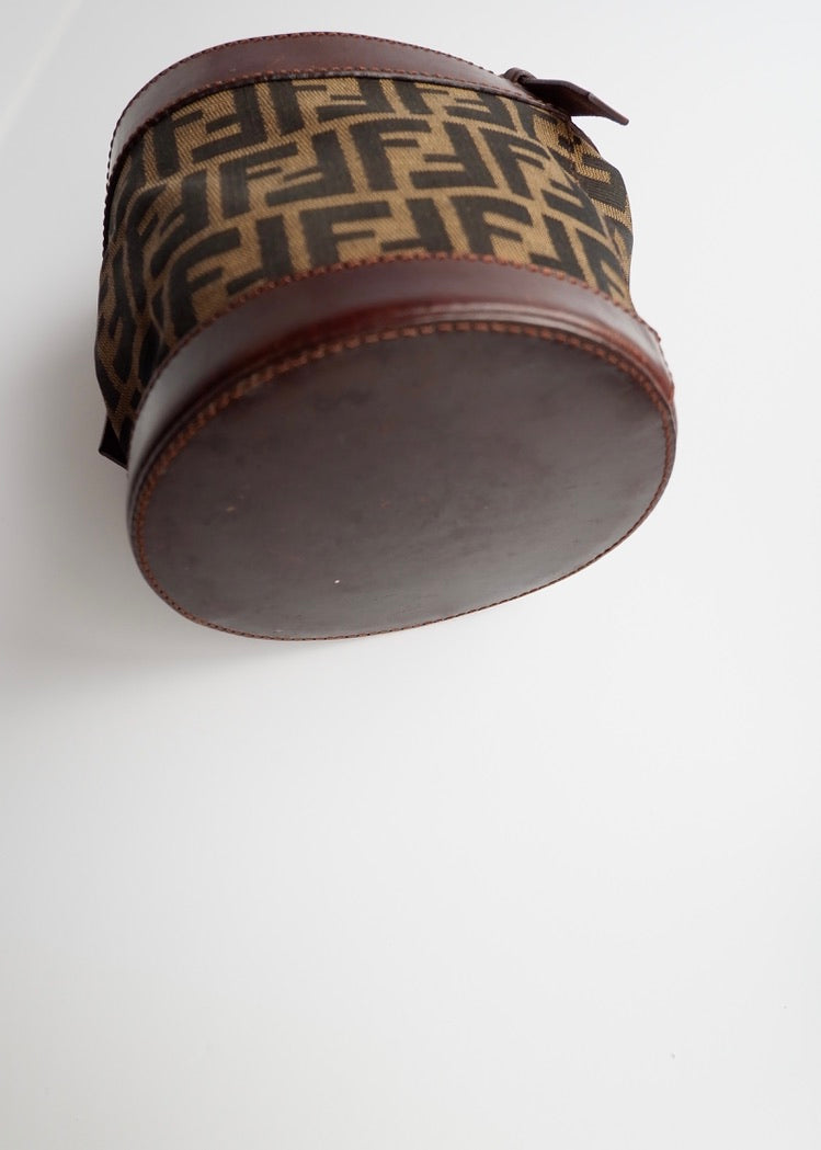 Authentic Preowned Vintage Fendi Brown Zucca Bucket Handbag