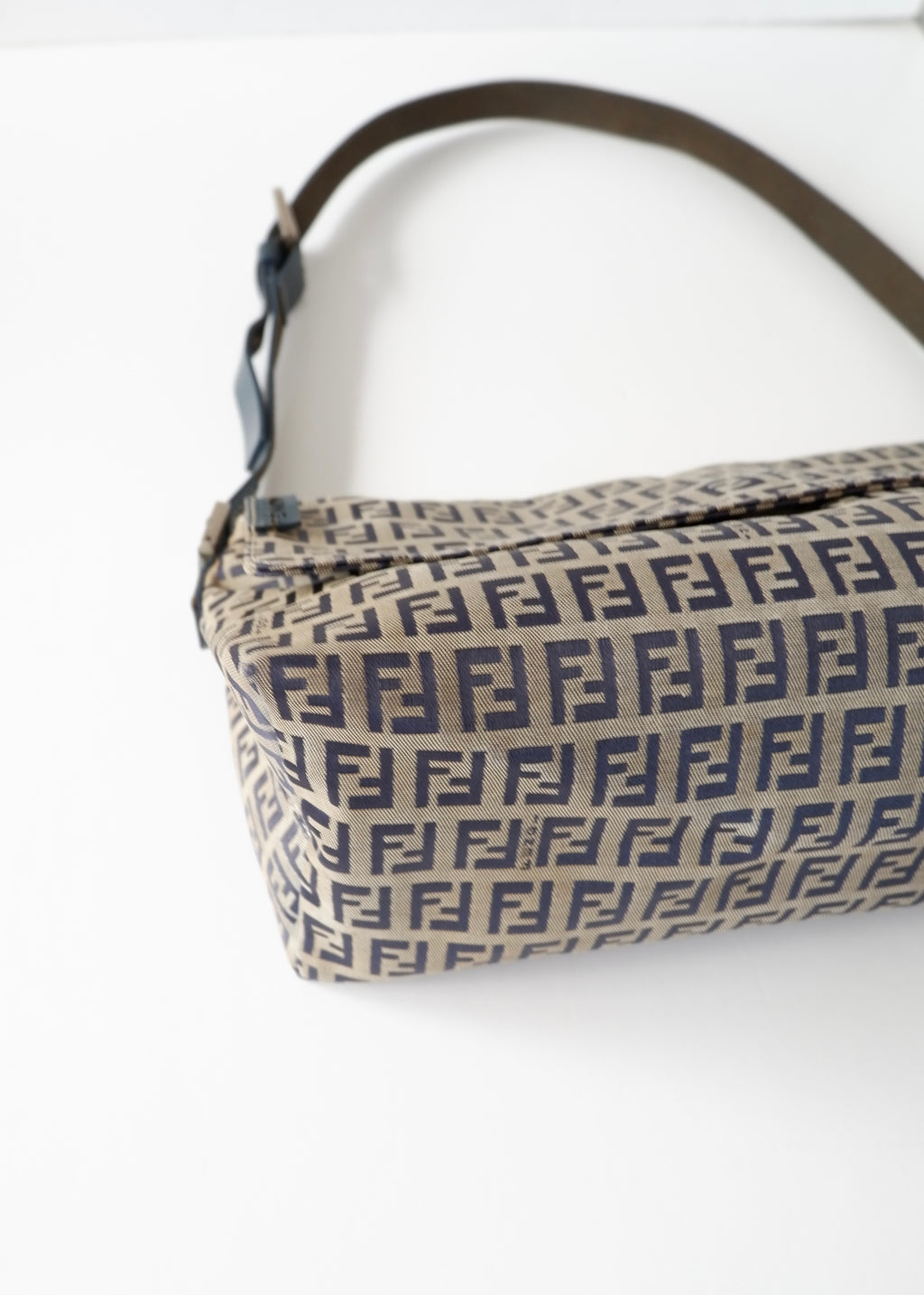 Authentic Preowned Vintage Fendi Navy Blue Zucchino Shoulder Bag