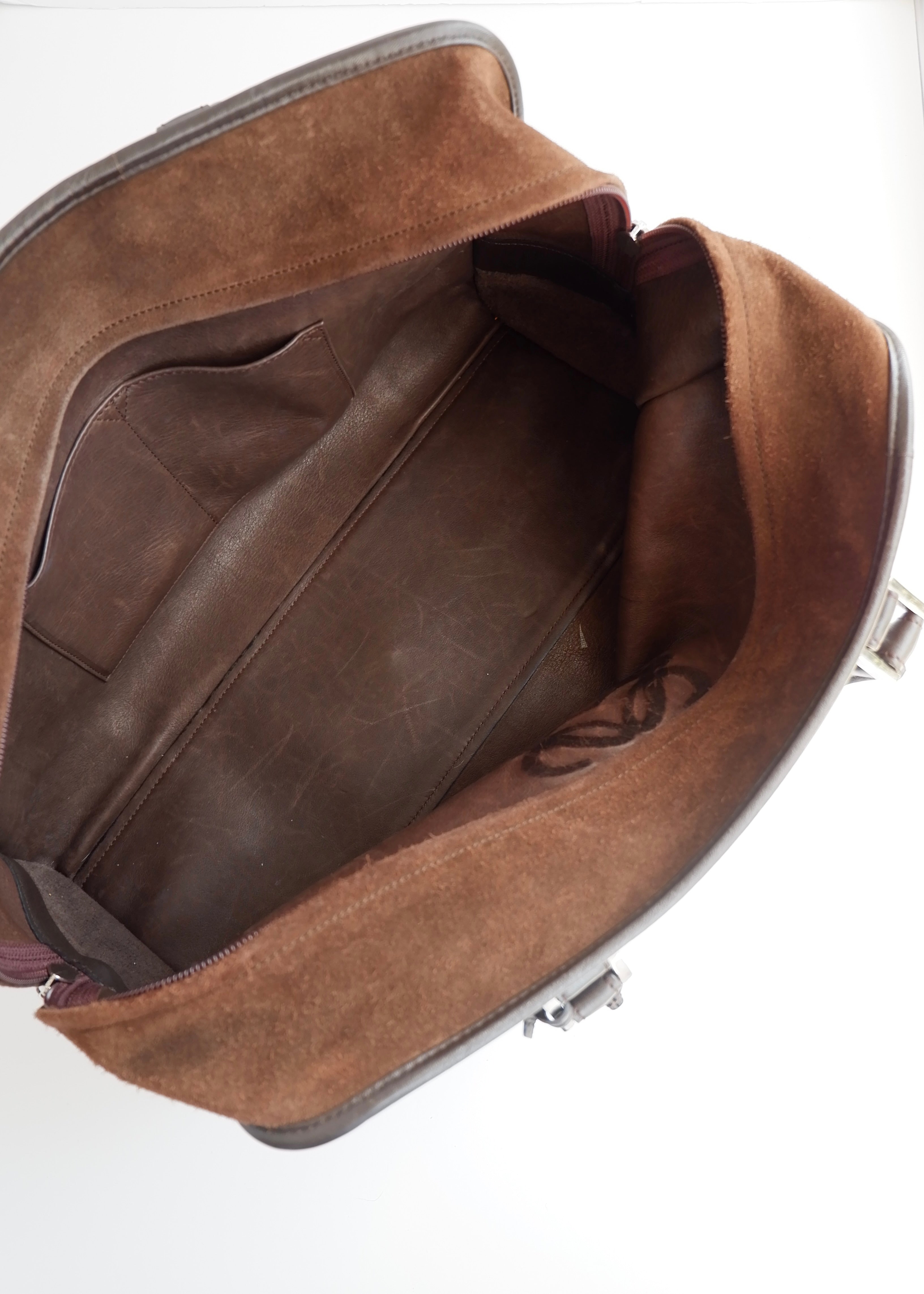 Authentique Sac à main vintage Loewe Amazona en daim et cuir marron pré-adoré