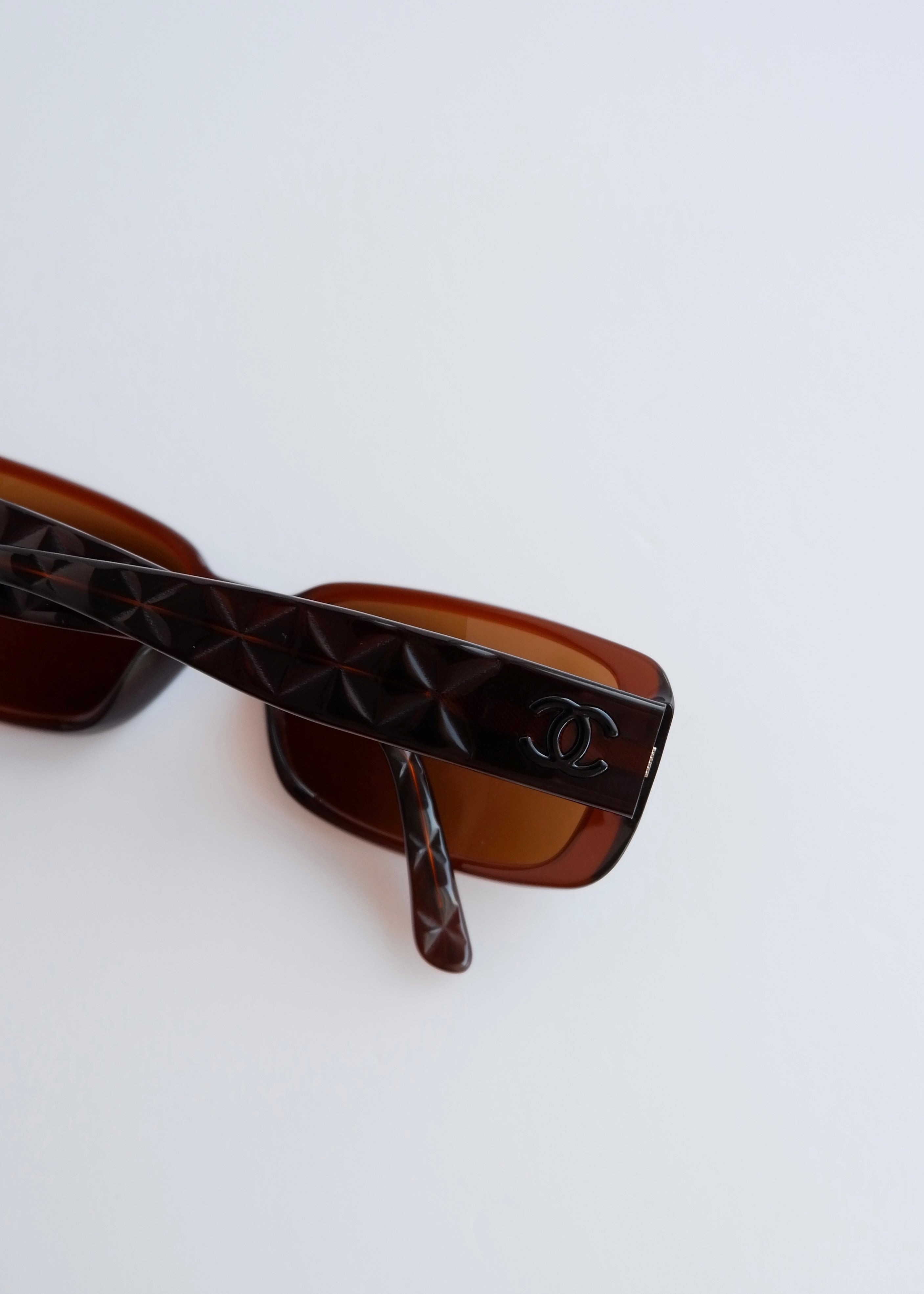 Authentic Preowned Chanel Brown Camellia Square Frame Sunglasses