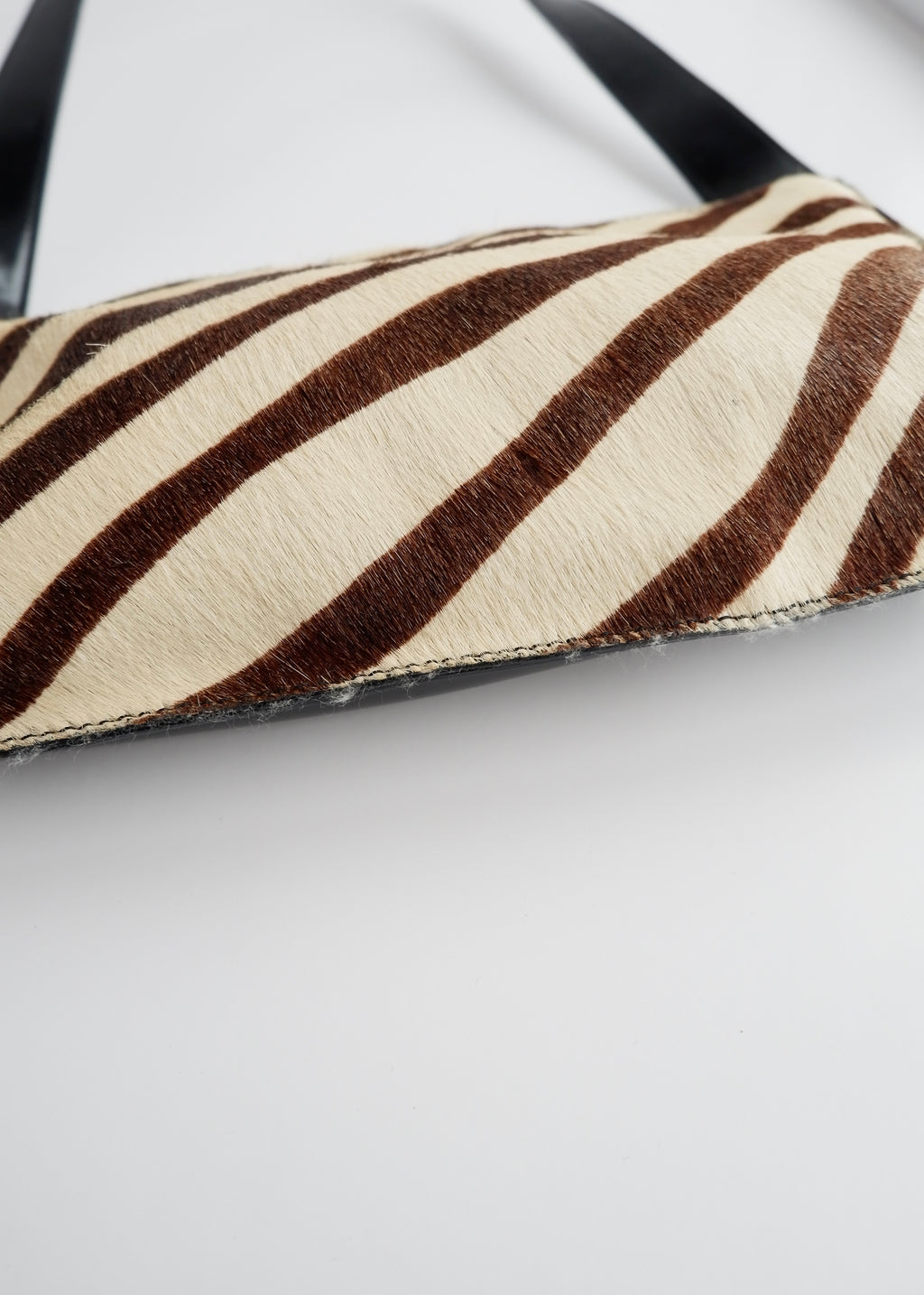 Authentic Preowned Furla Black/Brown/Cream Zebra Print Leather/Pony Hair Bag