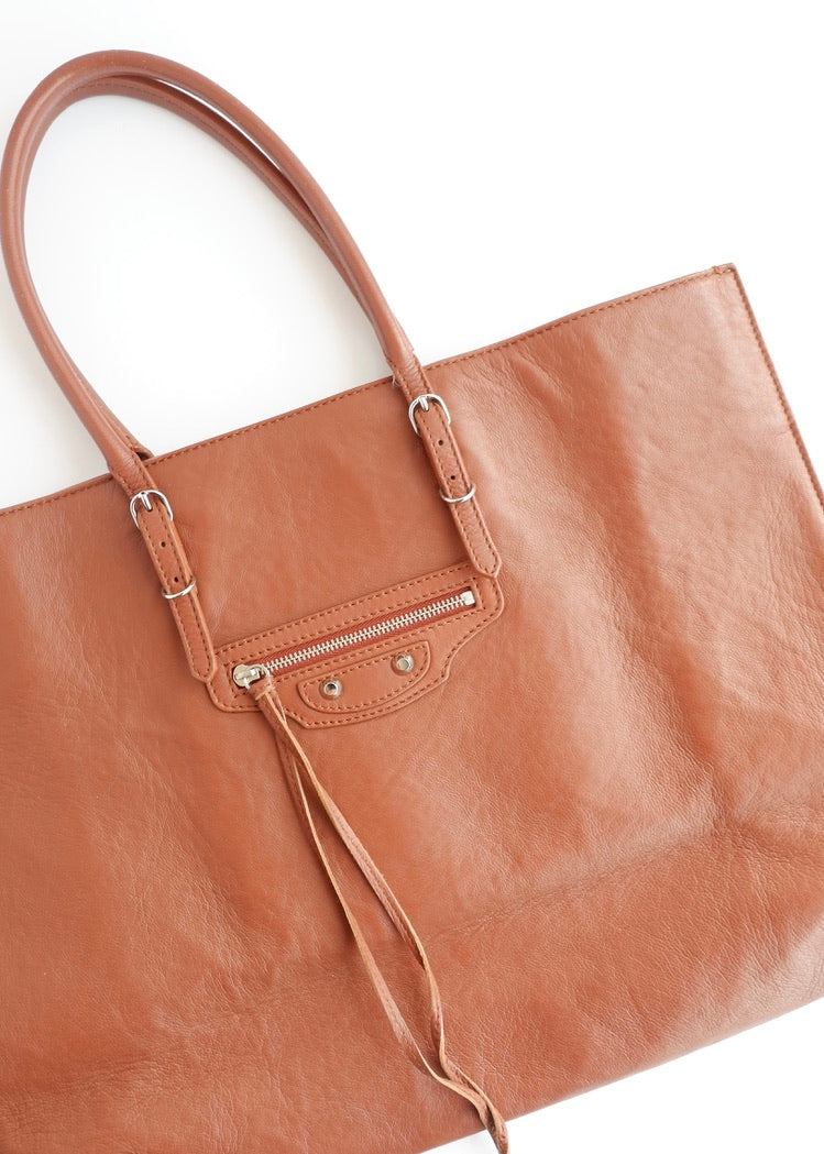 Authentic Preowned Balenciaga Brown Leather Large City Tote Bag
