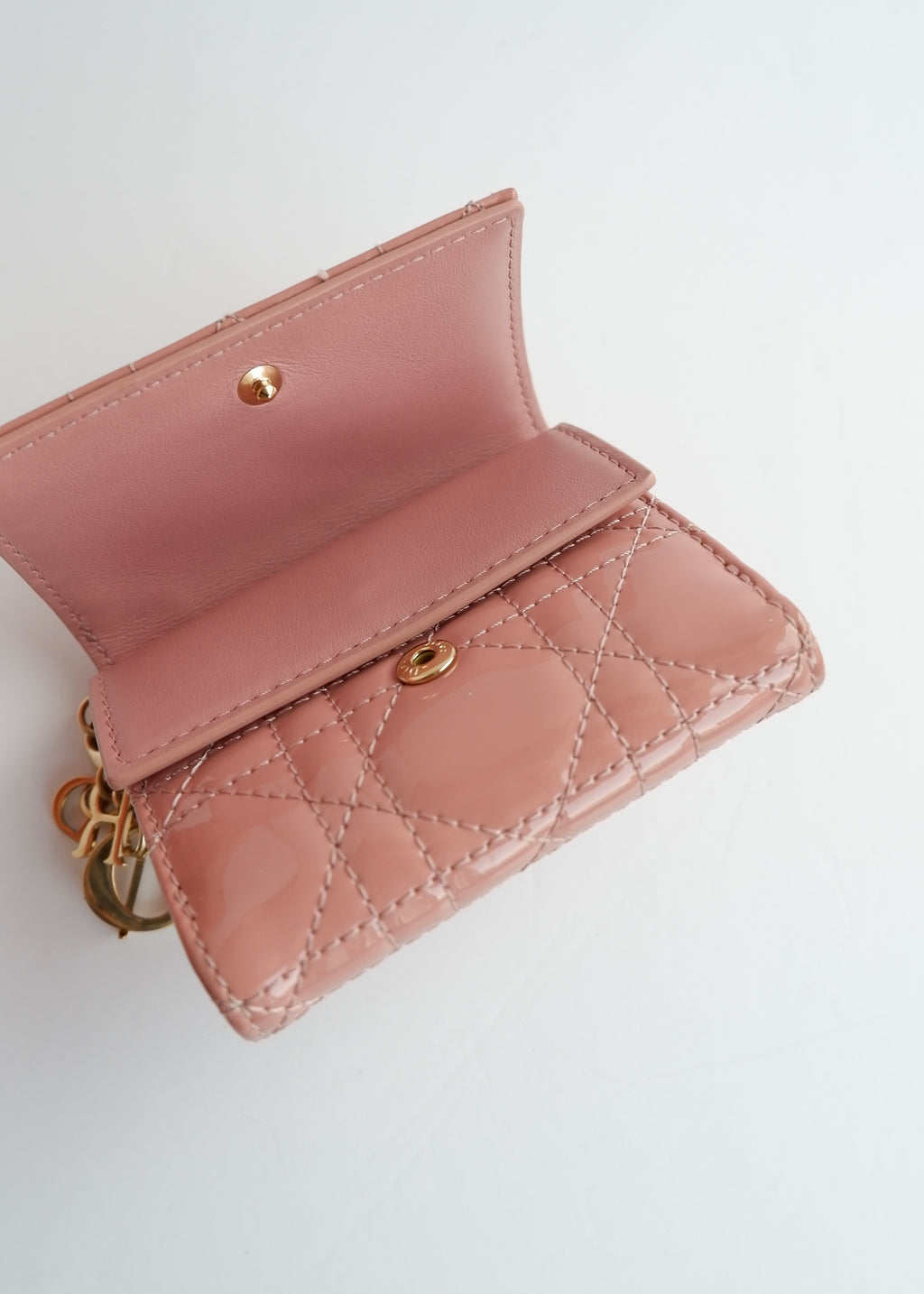 Authentic Preowned Dior Dusty Rose Patent Leather Lotus Wallet